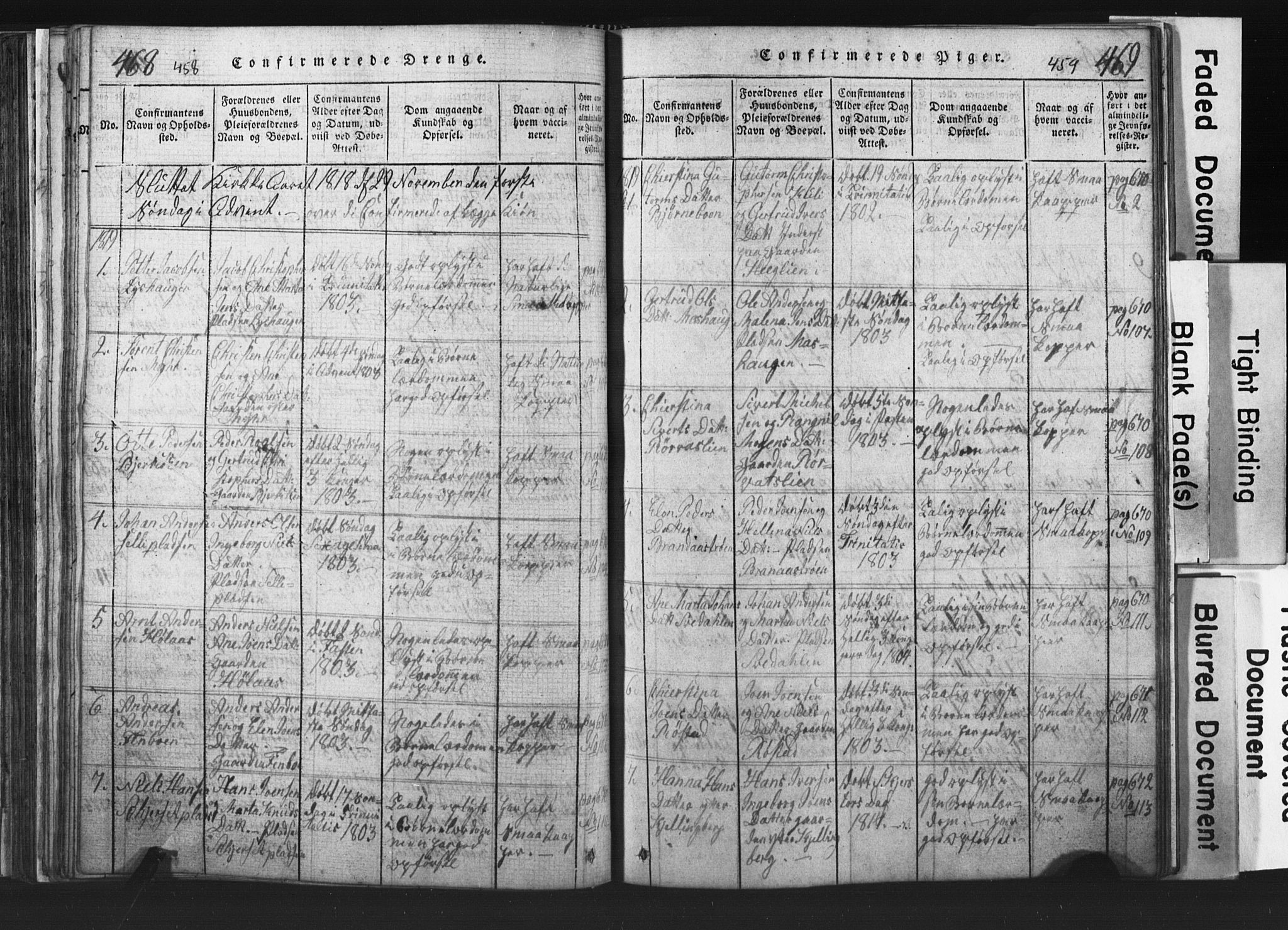 Ministerialprotokoller, klokkerbøker og fødselsregistre - Nord-Trøndelag, AV/SAT-A-1458/701/L0017: Klokkerbok nr. 701C01, 1817-1825, s. 458-459