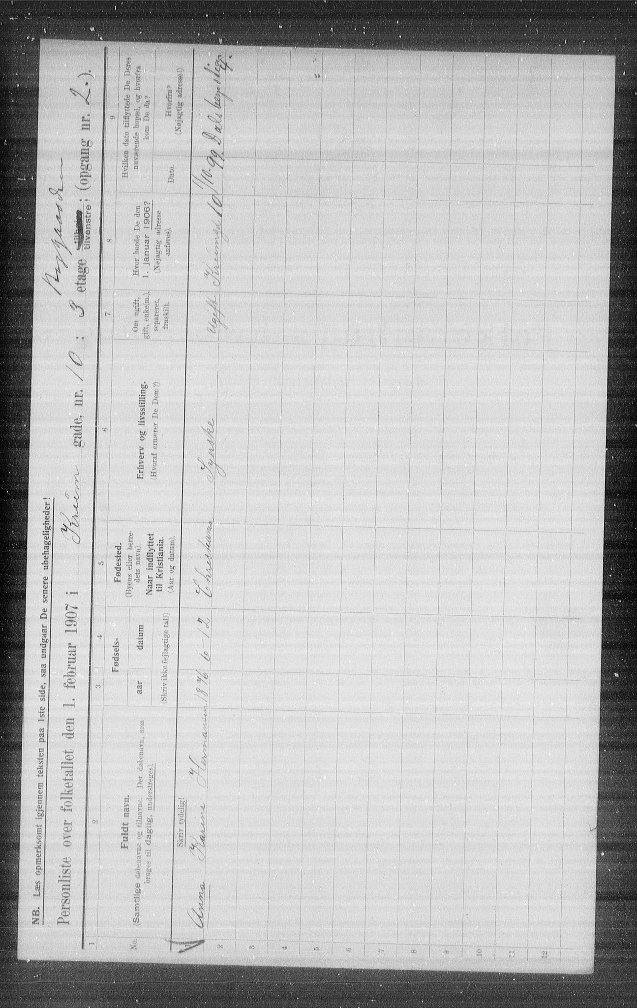 OBA, Kommunal folketelling 1.2.1907 for Kristiania kjøpstad, 1907, s. 28045