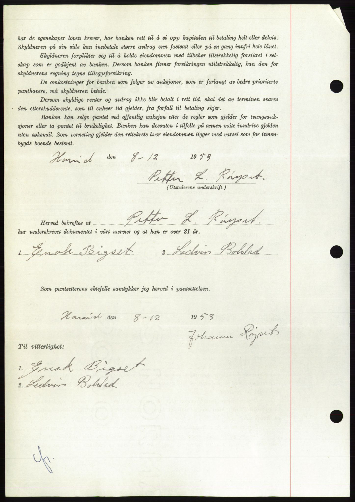 Søre Sunnmøre sorenskriveri, AV/SAT-A-4122/1/2/2C/L0124: Pantebok nr. 12B, 1953-1954, Dagboknr: 3055/1953