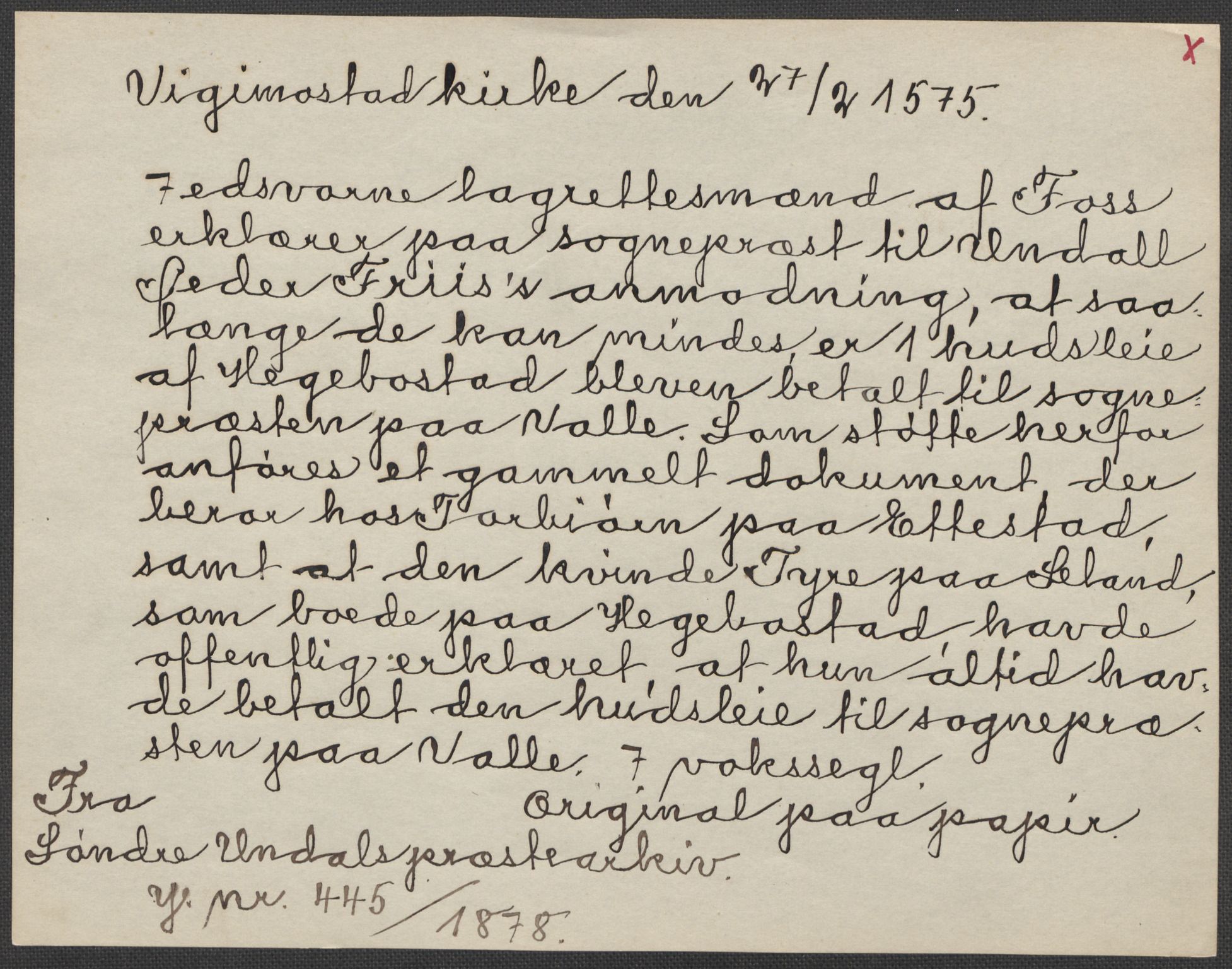 Riksarkivets diplomsamling, AV/RA-EA-5965/F15/L0031: Prestearkiv - Aust-Agder, Vest-Agder og Rogaland, 1575-1768, s. 87