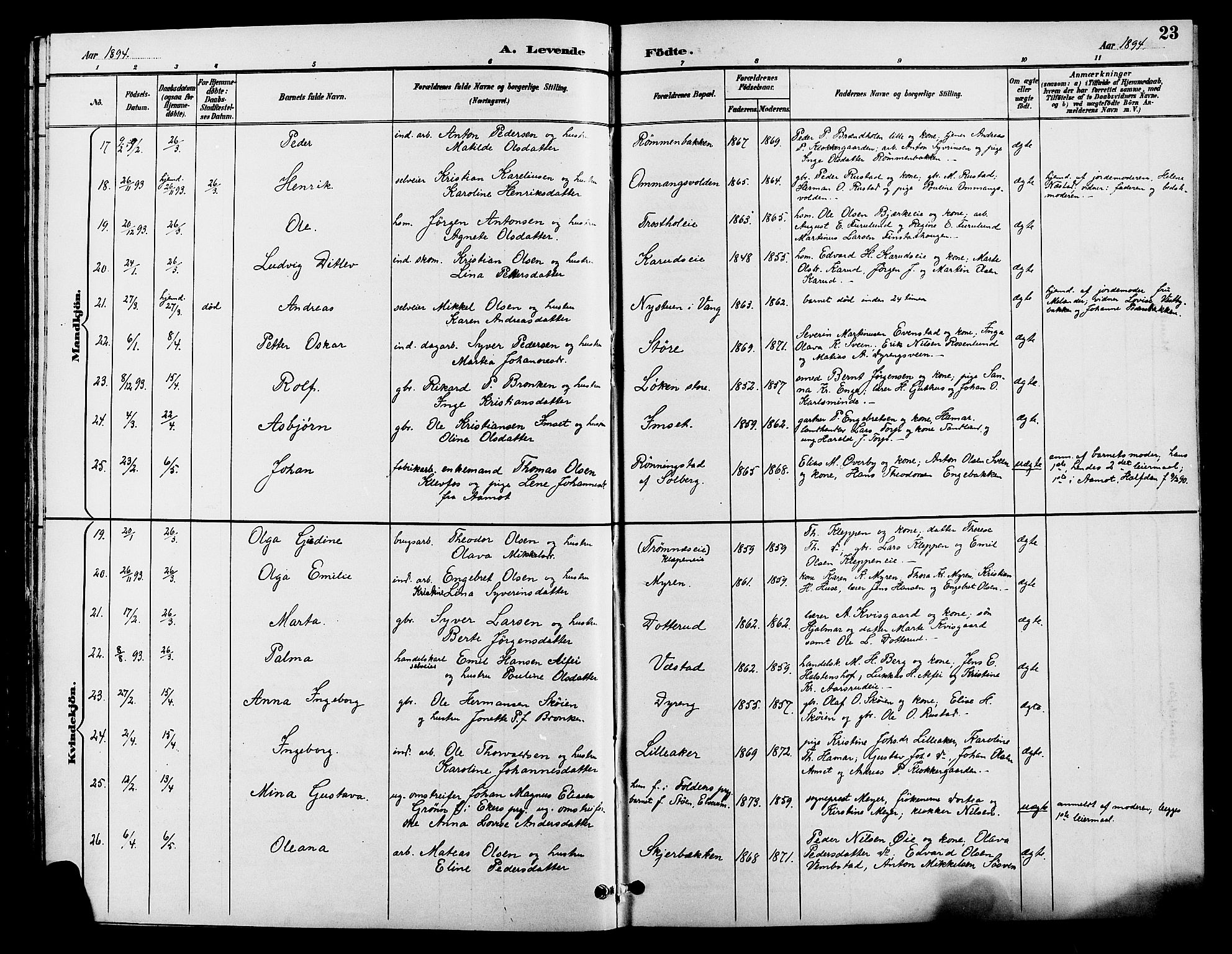 Løten prestekontor, AV/SAH-PREST-022/L/La/L0006: Klokkerbok nr. 6, 1892-1909, s. 23