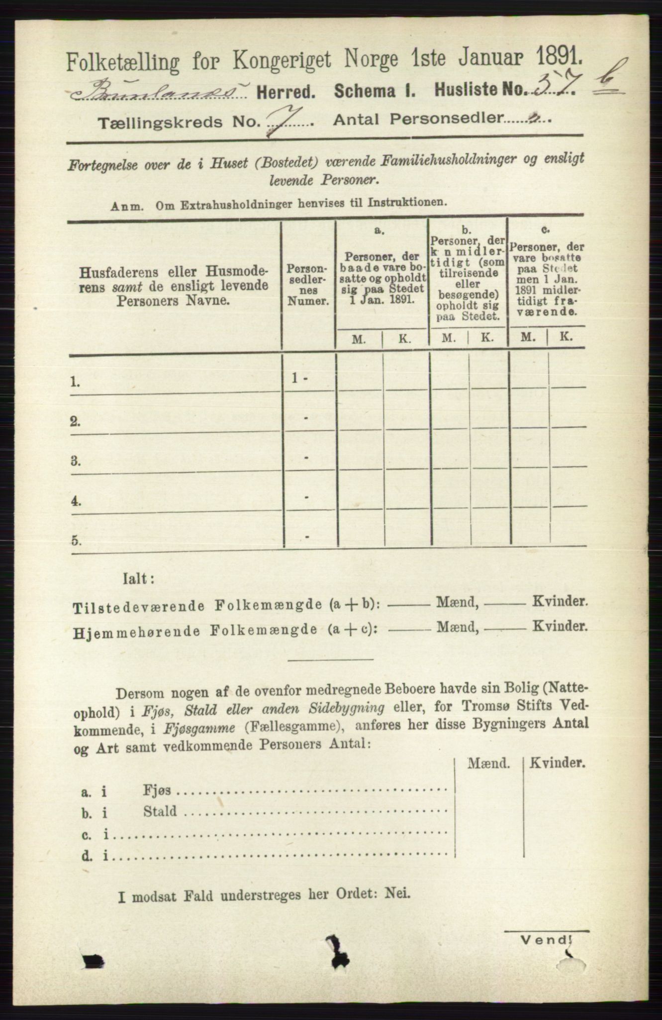 RA, Folketelling 1891 for 0726 Brunlanes herred, 1891, s. 2977