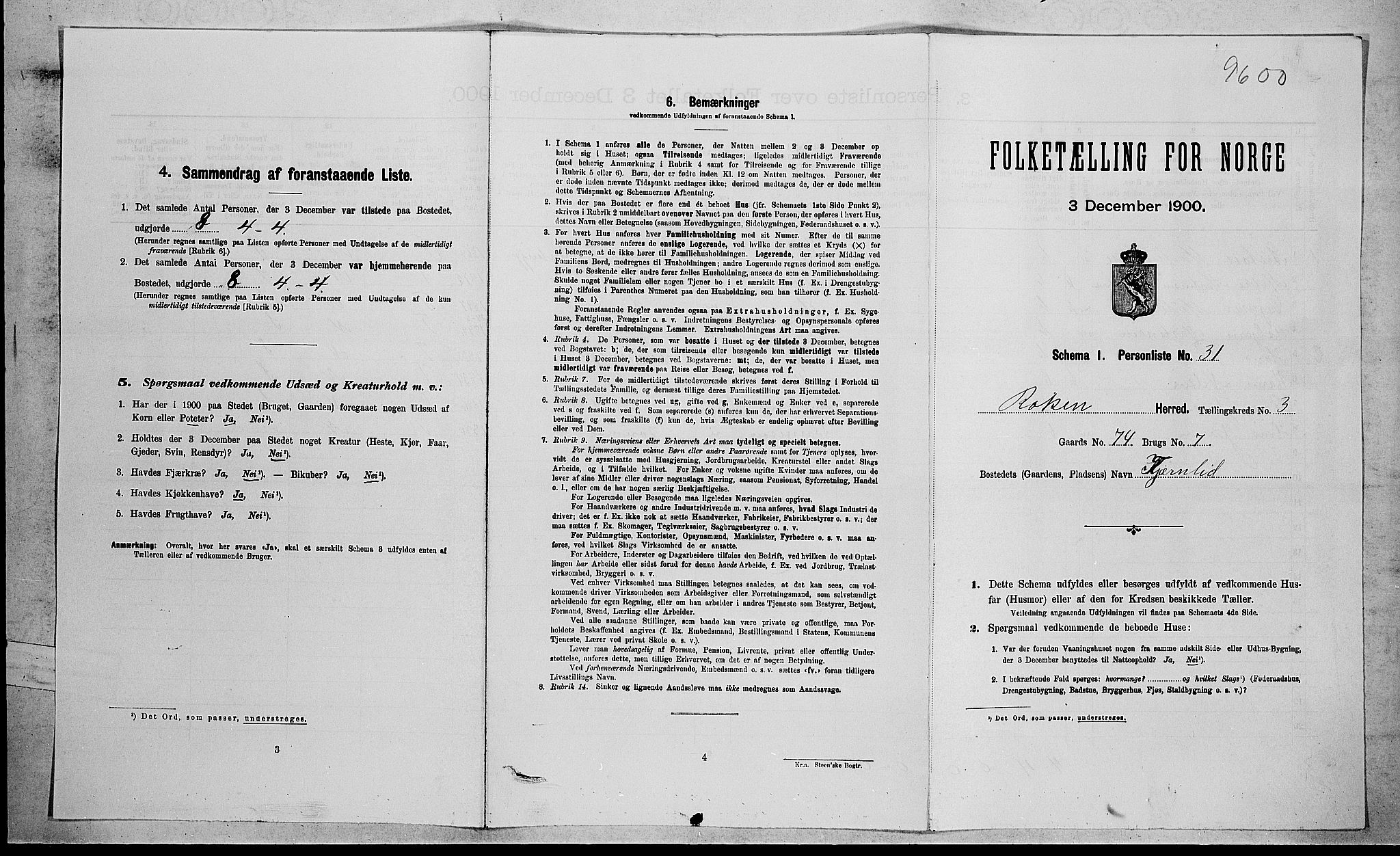 RA, Folketelling 1900 for 0627 Røyken herred, 1900, s. 412