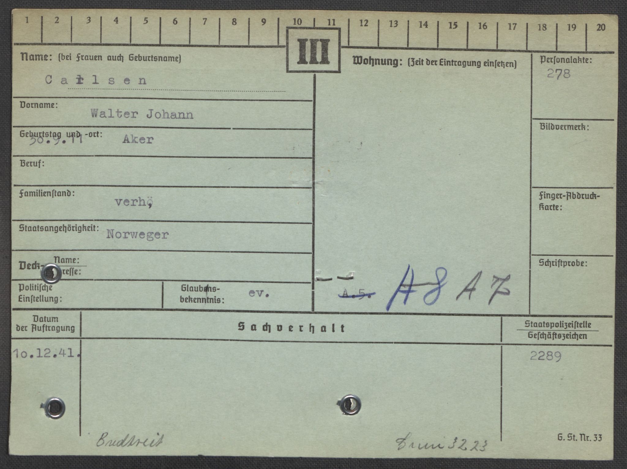 Befehlshaber der Sicherheitspolizei und des SD, AV/RA-RAFA-5969/E/Ea/Eaa/L0002: Register over norske fanger i Møllergata 19: Bj-Eng, 1940-1945, s. 673