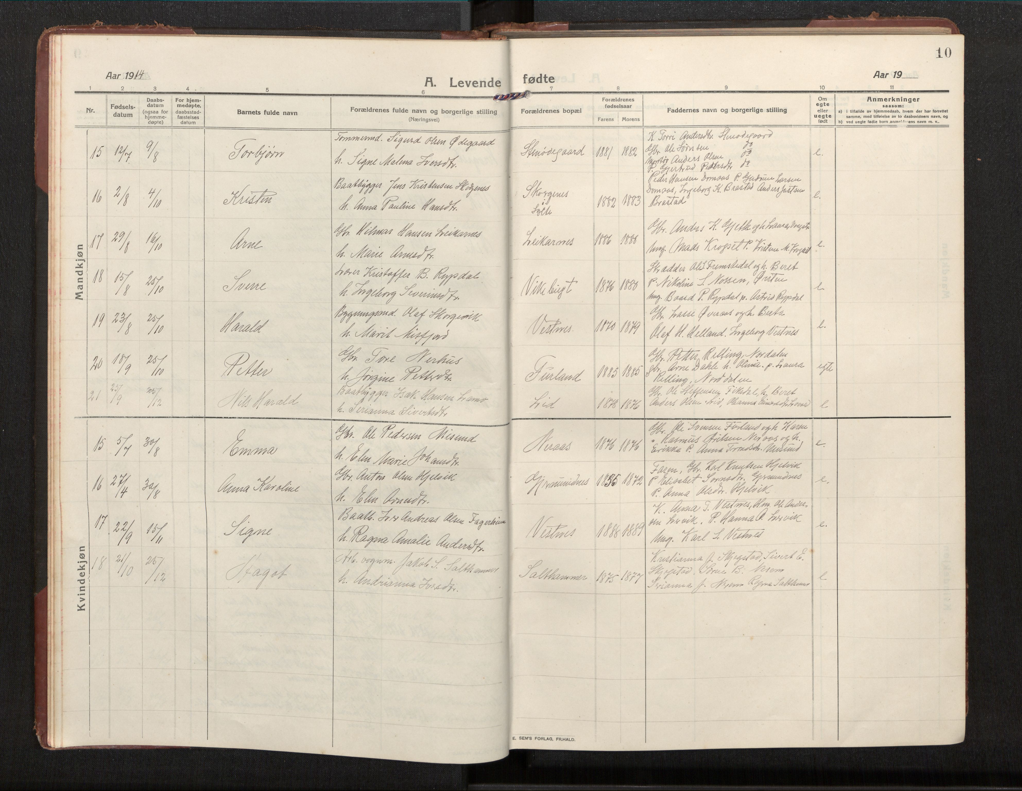 Ministerialprotokoller, klokkerbøker og fødselsregistre - Møre og Romsdal, AV/SAT-A-1454/539/L0536a: Klokkerbok nr. 539C03, 1912-1936, s. 10