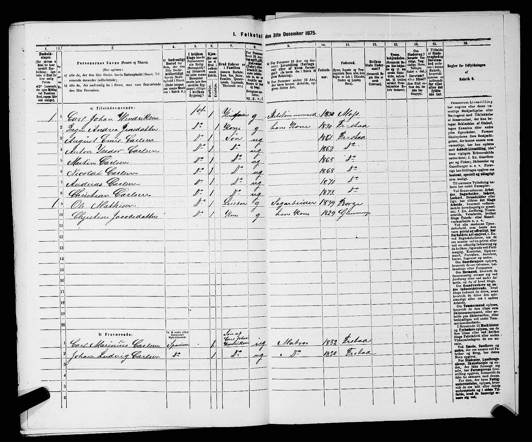 RA, Folketelling 1875 for 0103B Fredrikstad prestegjeld, Fredrikstad kjøpstad, 1875, s. 760