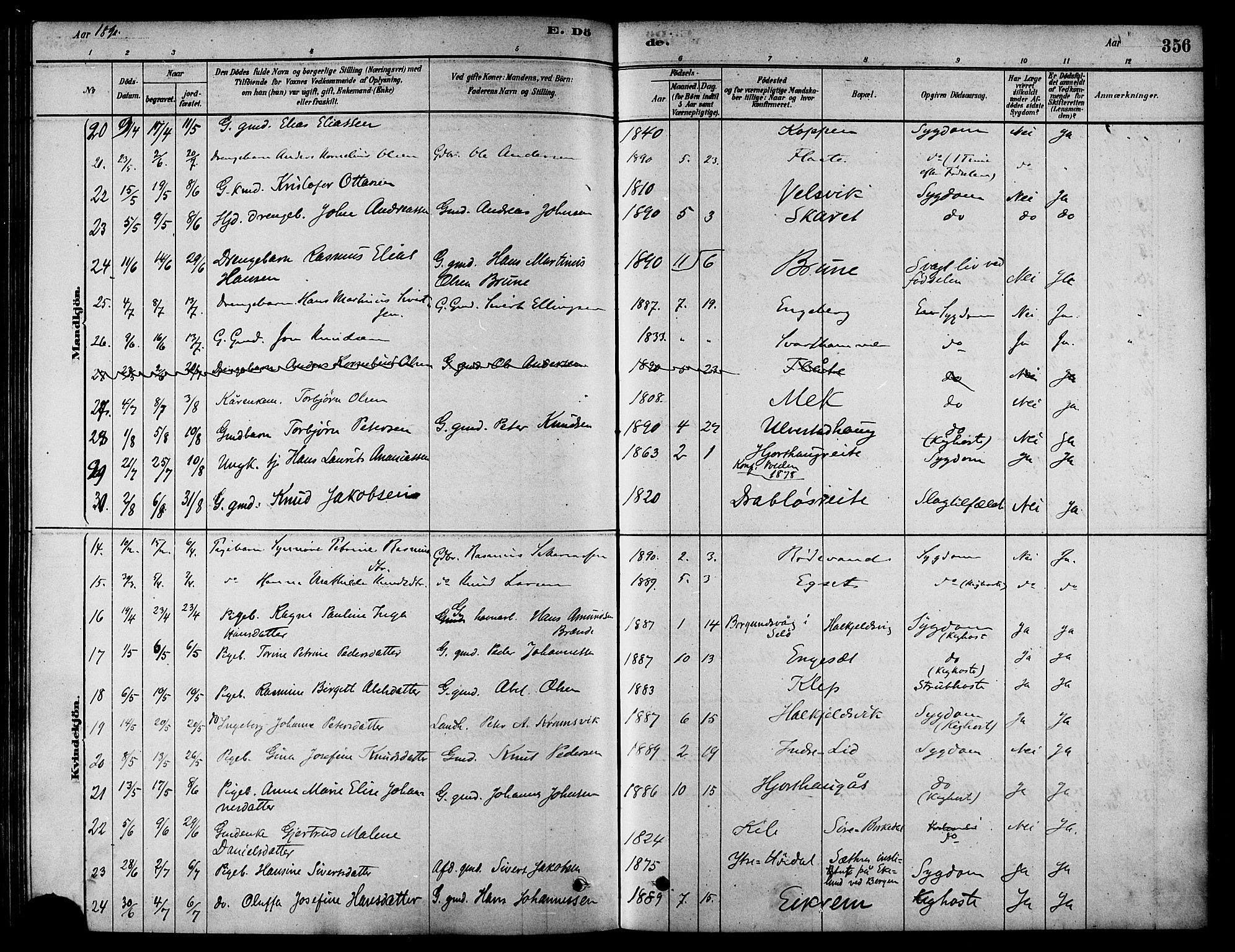 Ministerialprotokoller, klokkerbøker og fødselsregistre - Møre og Romsdal, AV/SAT-A-1454/511/L0141: Ministerialbok nr. 511A08, 1878-1890, s. 356