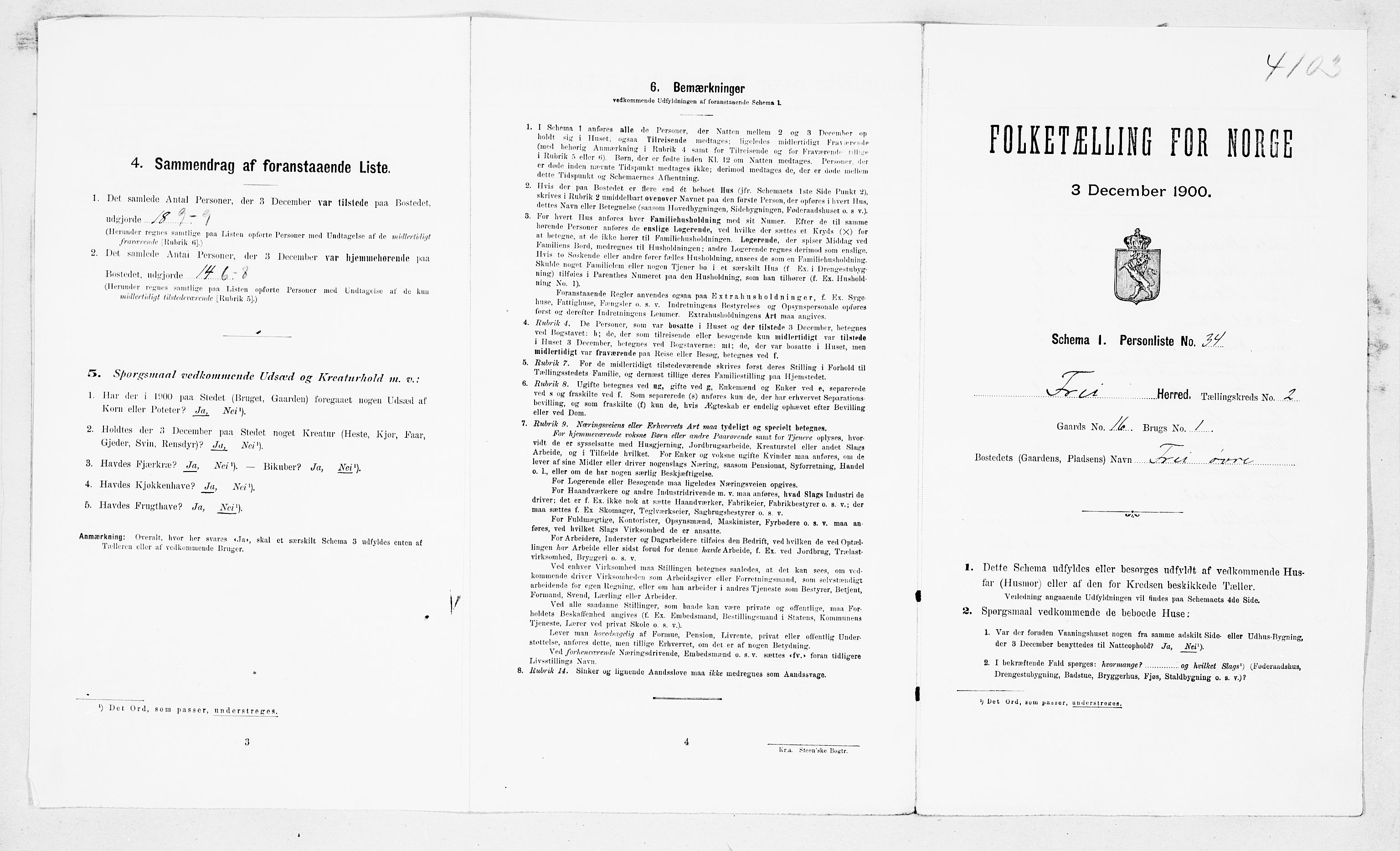 SAT, Folketelling 1900 for 1556 Frei herred, 1900, s. 157