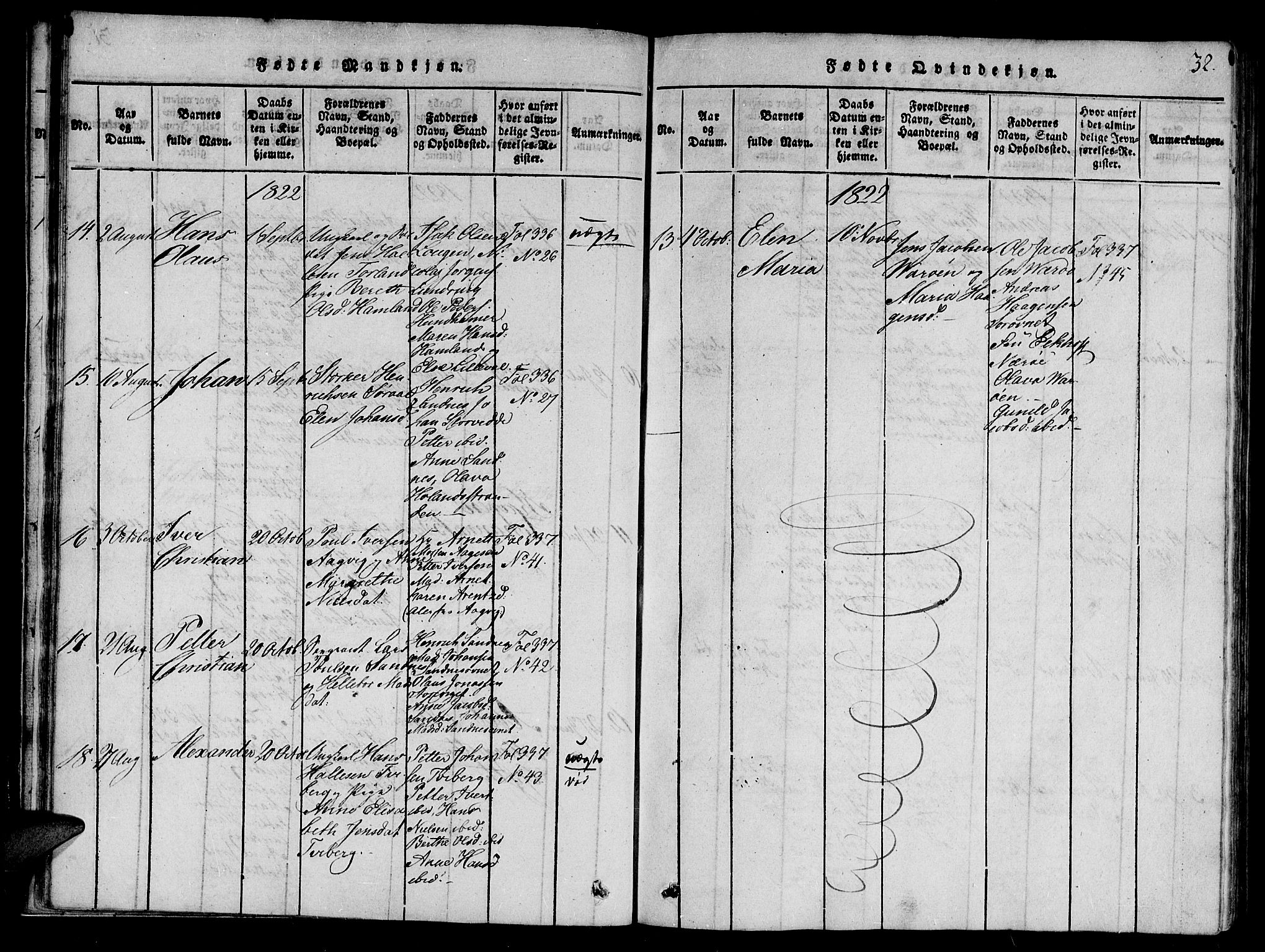Ministerialprotokoller, klokkerbøker og fødselsregistre - Nord-Trøndelag, SAT/A-1458/784/L0667: Ministerialbok nr. 784A03 /1, 1816-1829, s. 32