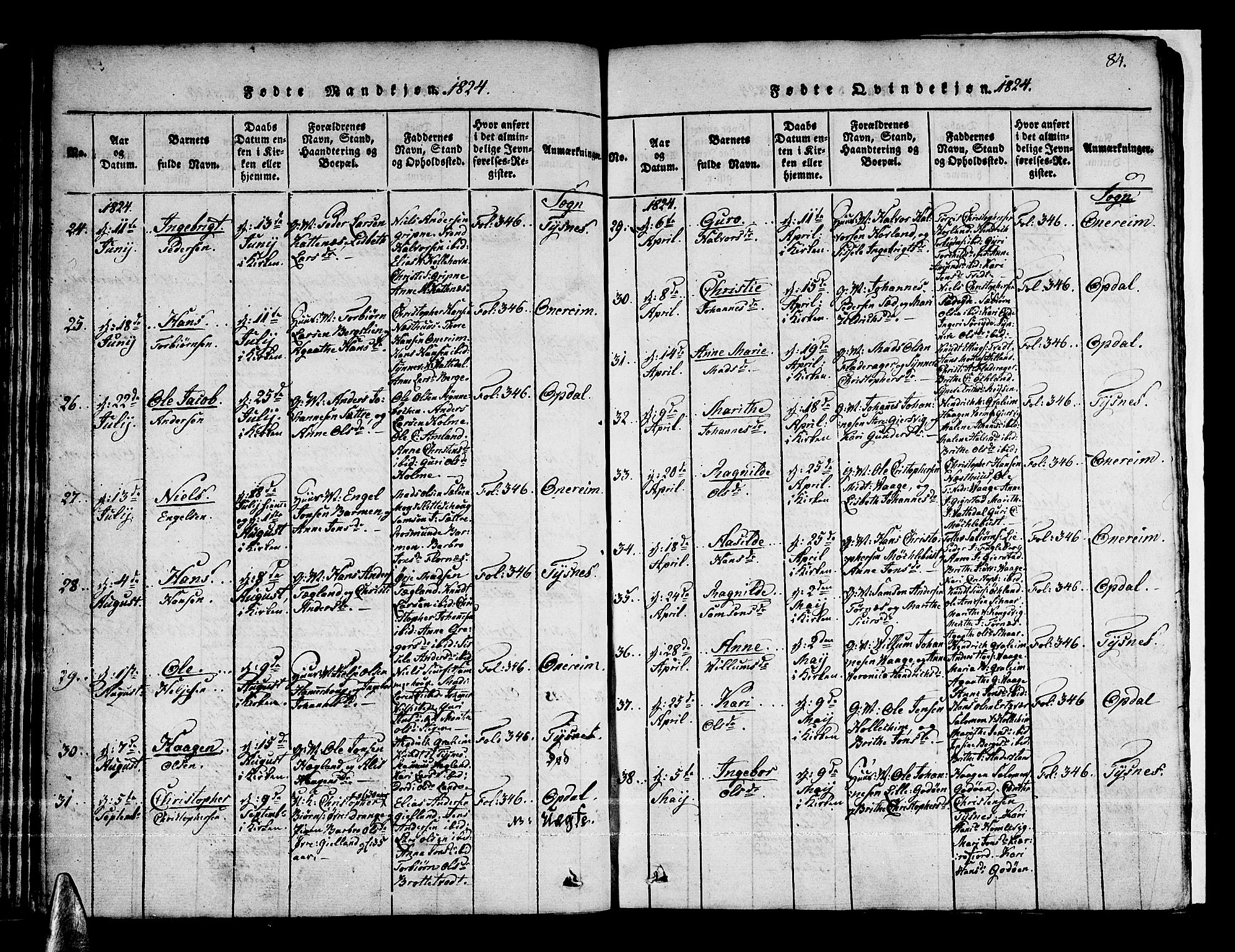 Tysnes sokneprestembete, AV/SAB-A-78601/H/Haa: Ministerialbok nr. A 7, 1816-1826, s. 84