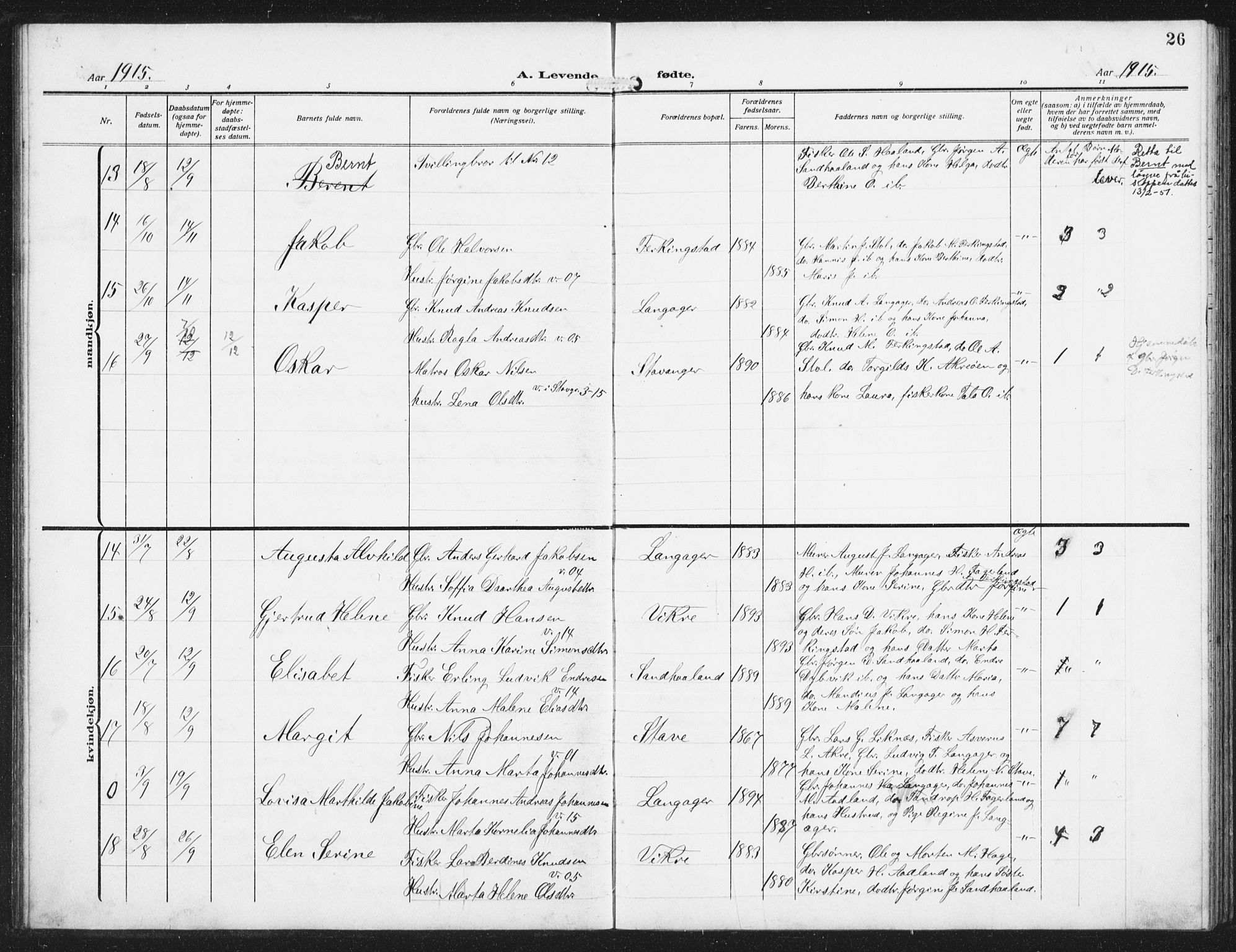 Skudenes sokneprestkontor, AV/SAST-A -101849/H/Ha/Hab/L0011: Klokkerbok nr. B 11, 1909-1943, s. 27