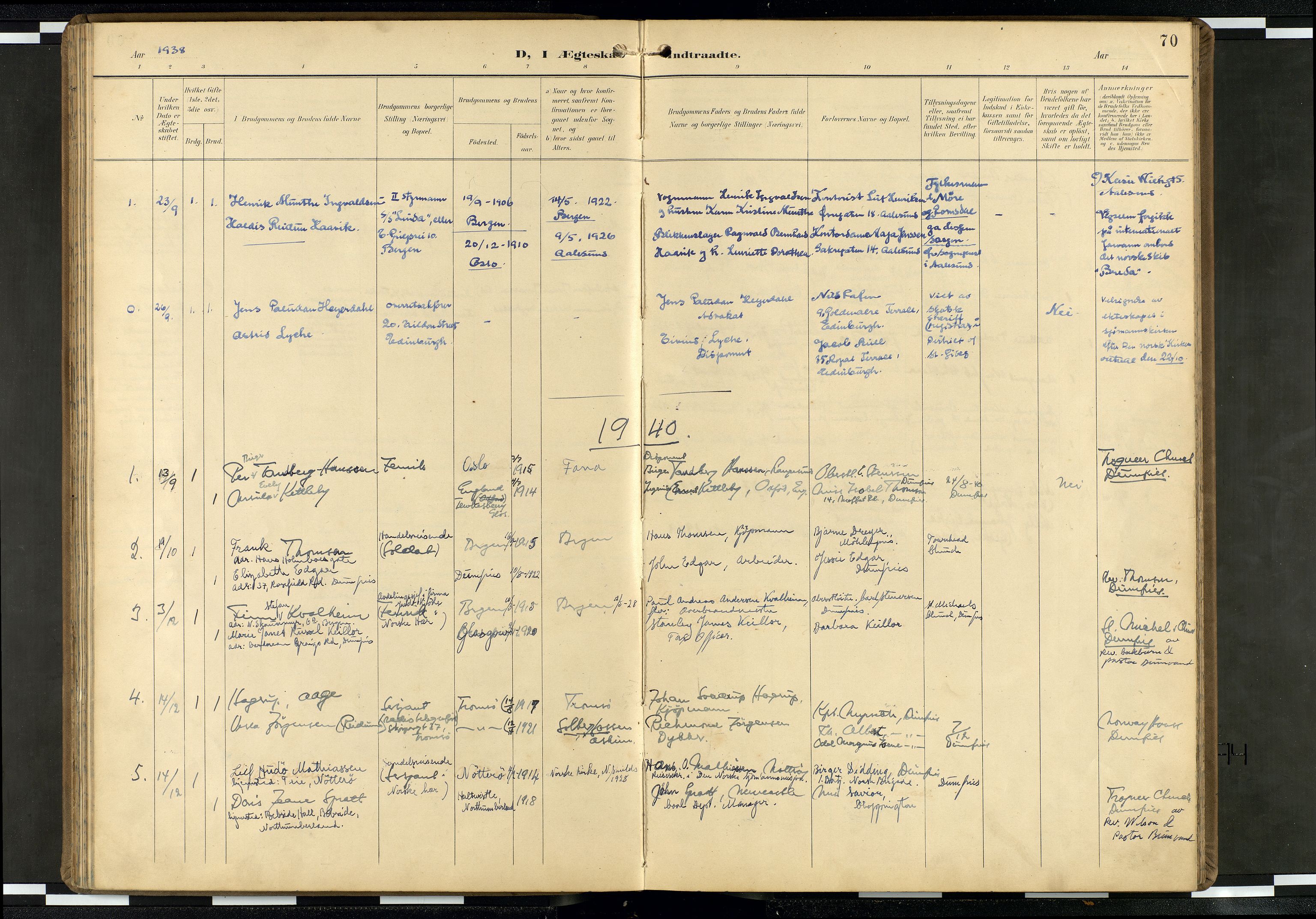 Den norske sjømannsmisjon i utlandet/Skotske havner (Leith, Glasgow), SAB/SAB/PA-0100/H/Ha/Haa/L0004: Ministerialbok nr. A 4, 1899-1949, s. 69b-70a