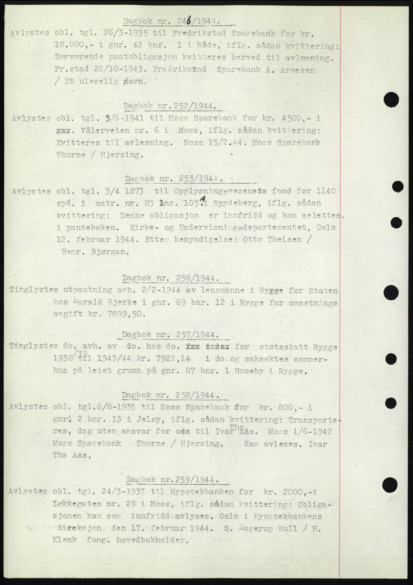Moss sorenskriveri, SAO/A-10168: Pantebok nr. C10, 1938-1950, Dagboknr: 248/1944