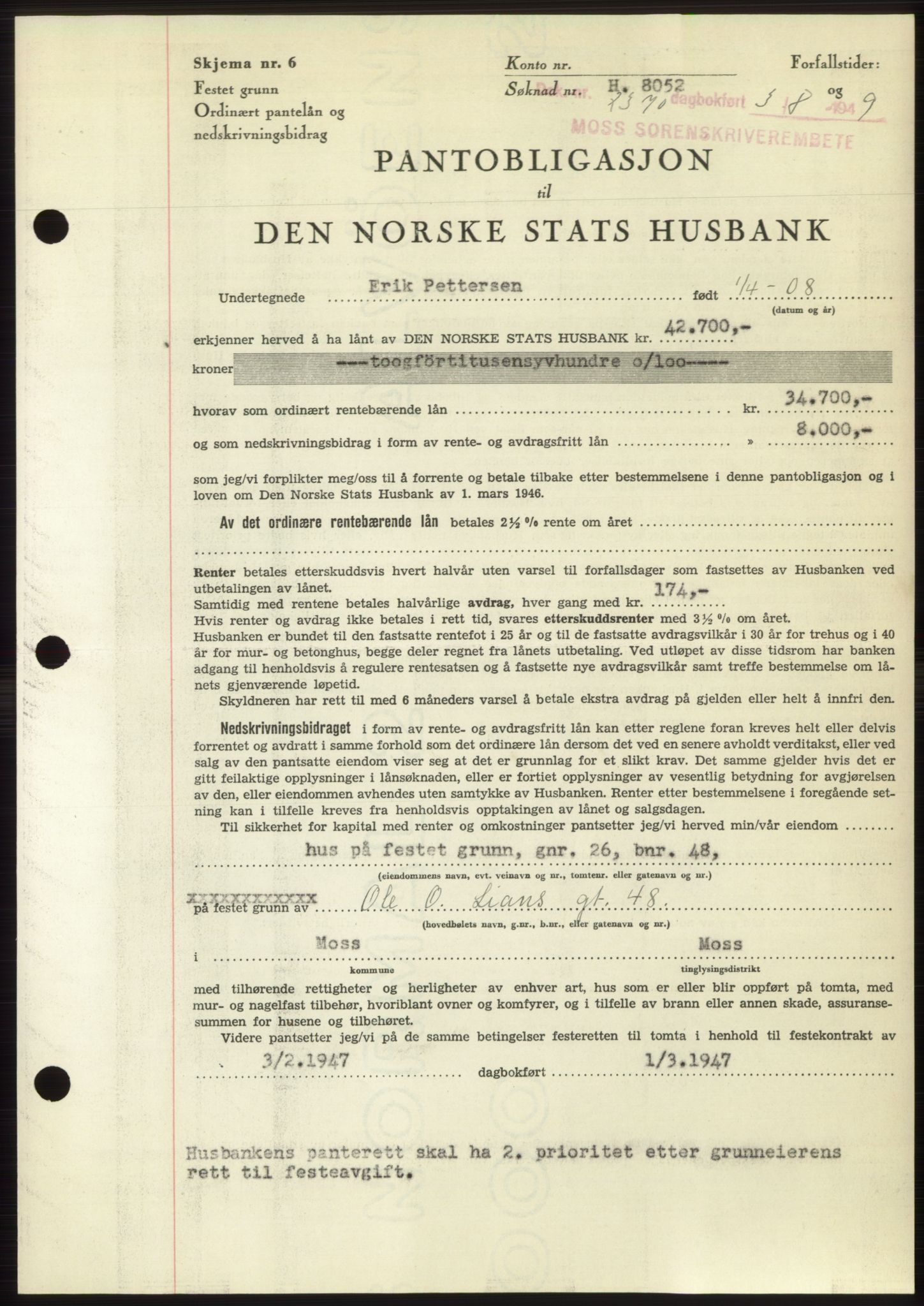 Moss sorenskriveri, SAO/A-10168: Pantebok nr. B22, 1949-1949, Dagboknr: 2370/1949