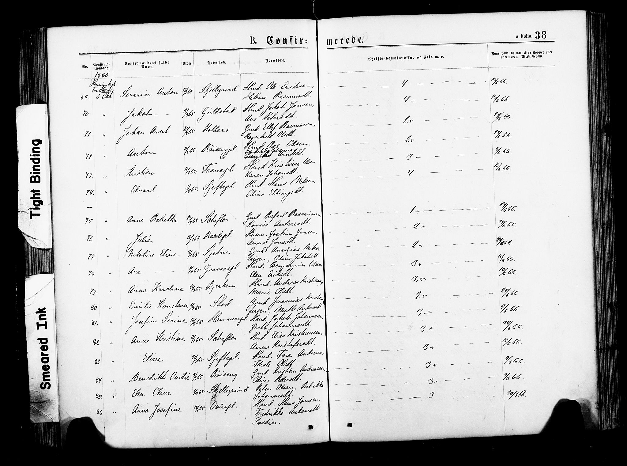 Ministerialprotokoller, klokkerbøker og fødselsregistre - Nord-Trøndelag, SAT/A-1458/735/L0348: Ministerialbok nr. 735A09 /1, 1873-1883, s. 38
