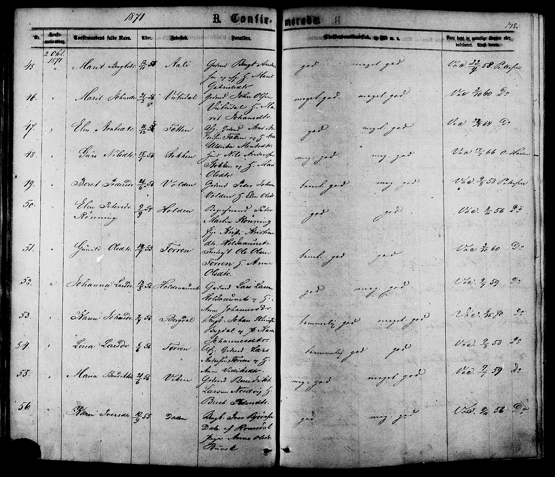 Ministerialprotokoller, klokkerbøker og fødselsregistre - Sør-Trøndelag, SAT/A-1456/630/L0495: Ministerialbok nr. 630A08, 1868-1878, s. 178