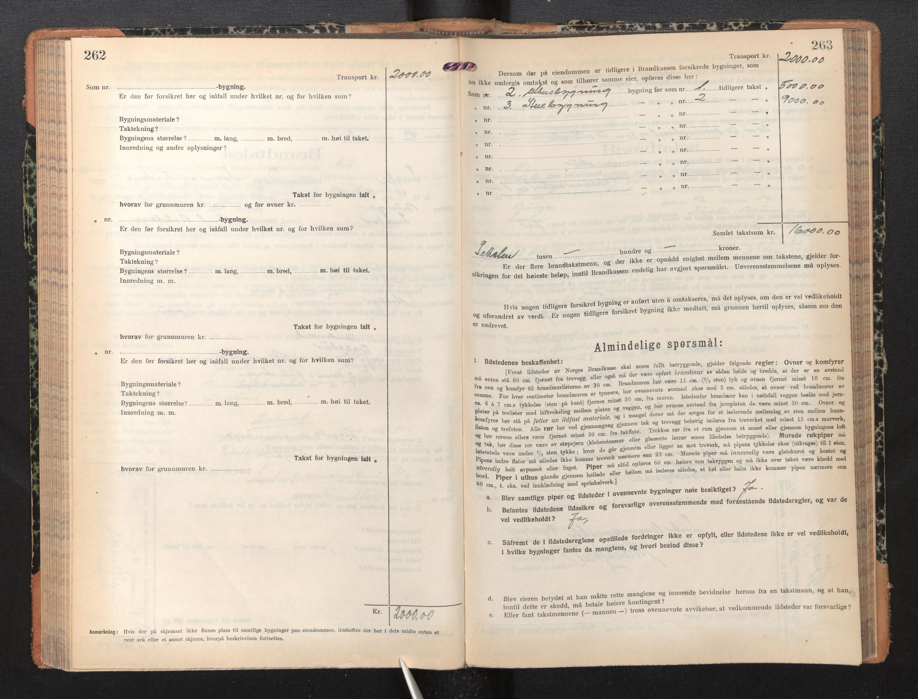 Lensmannen i Luster, SAB/A-29301/0012/L0008: Branntakstprotokoll, skjematakst, 1935-1949, s. 262-263