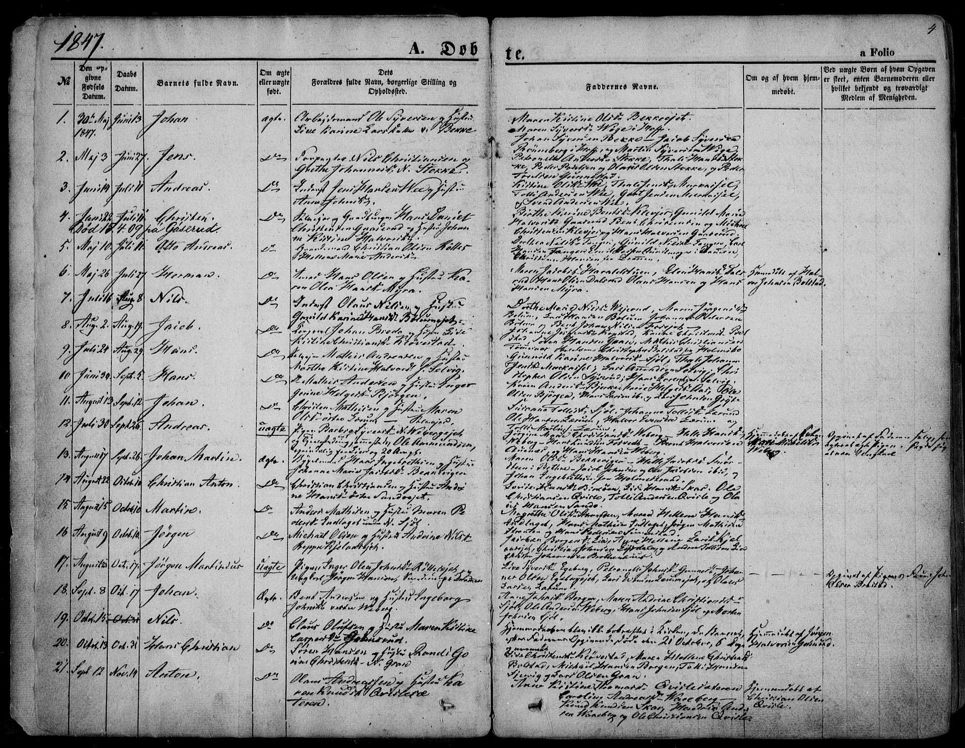 Sande Kirkebøker, AV/SAKO-A-53/F/Fa/L0004: Ministerialbok nr. 4, 1847-1864, s. 4