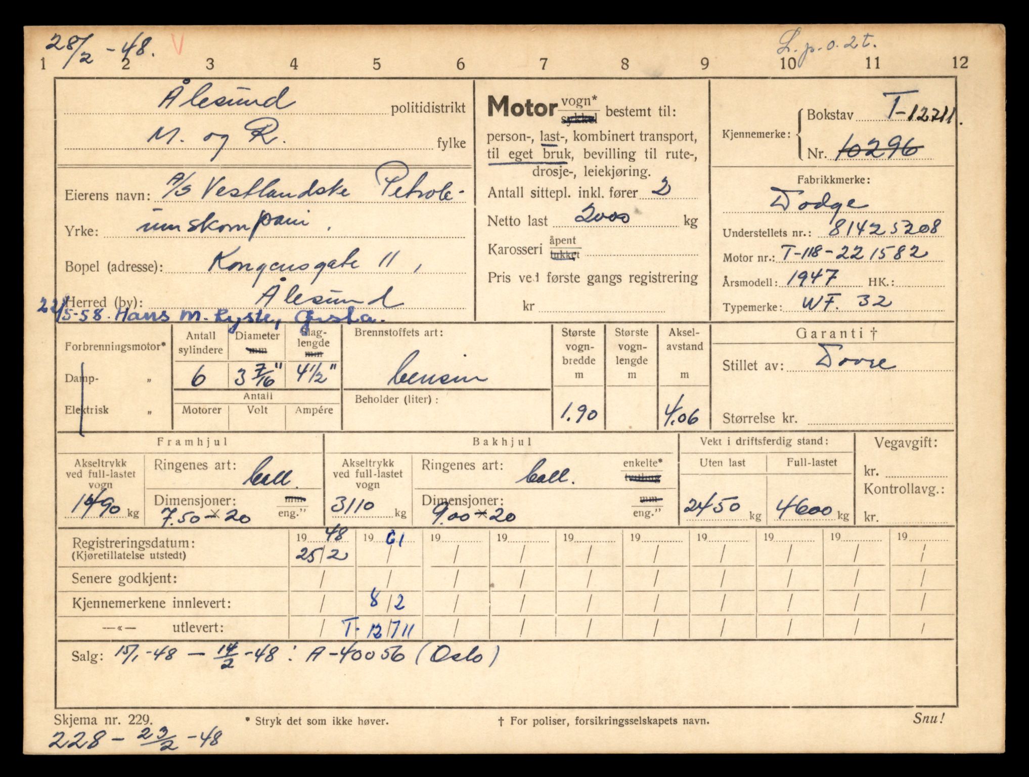 Møre og Romsdal vegkontor - Ålesund trafikkstasjon, AV/SAT-A-4099/F/Fe/L0035: Registreringskort for kjøretøy T 12653 - T 12829, 1927-1998, s. 1124