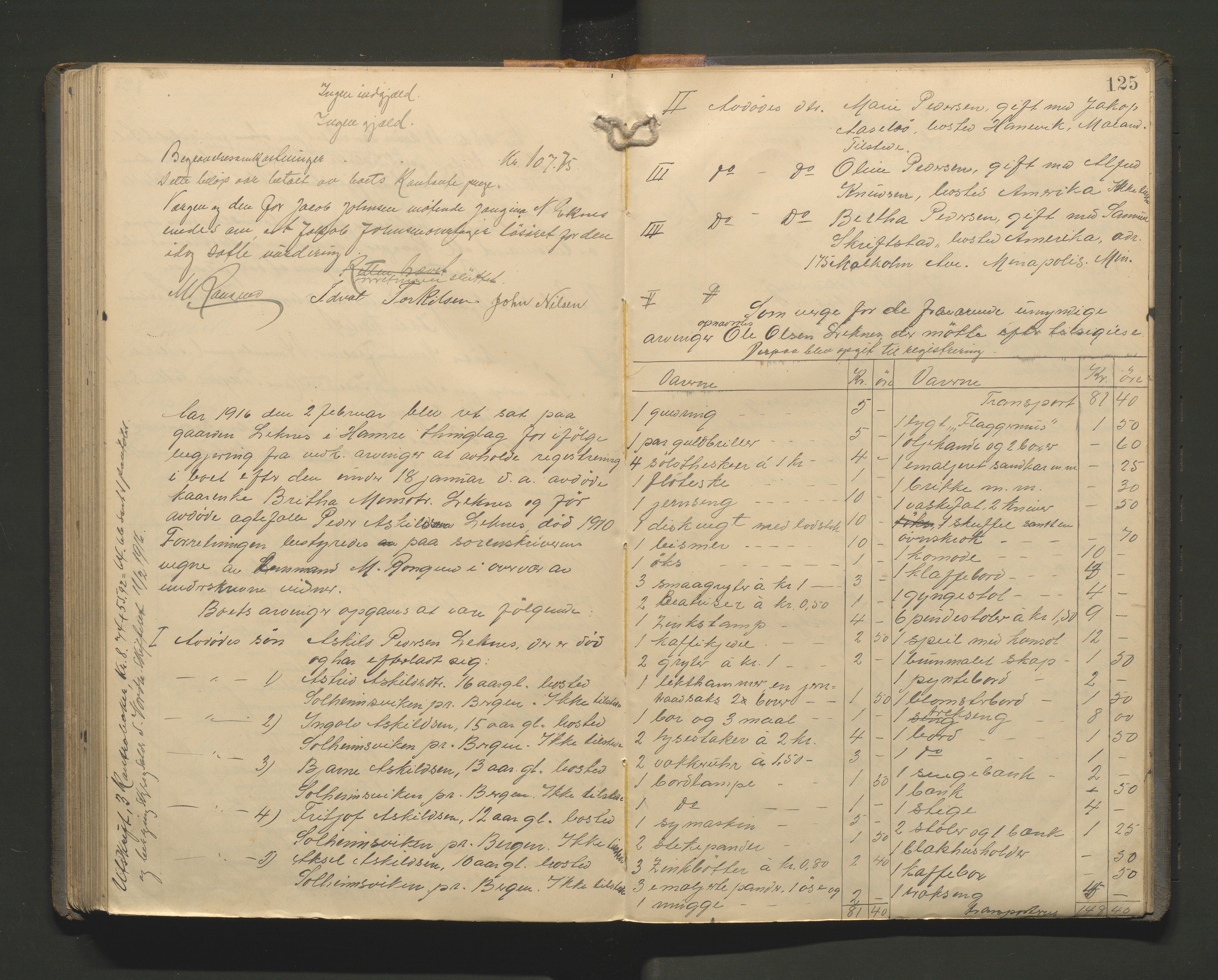Lensmannen i Hamre, SAB/A-32601/0006/L0003: Registreringsprotokoll, 1904-1917, s. 124b-125a