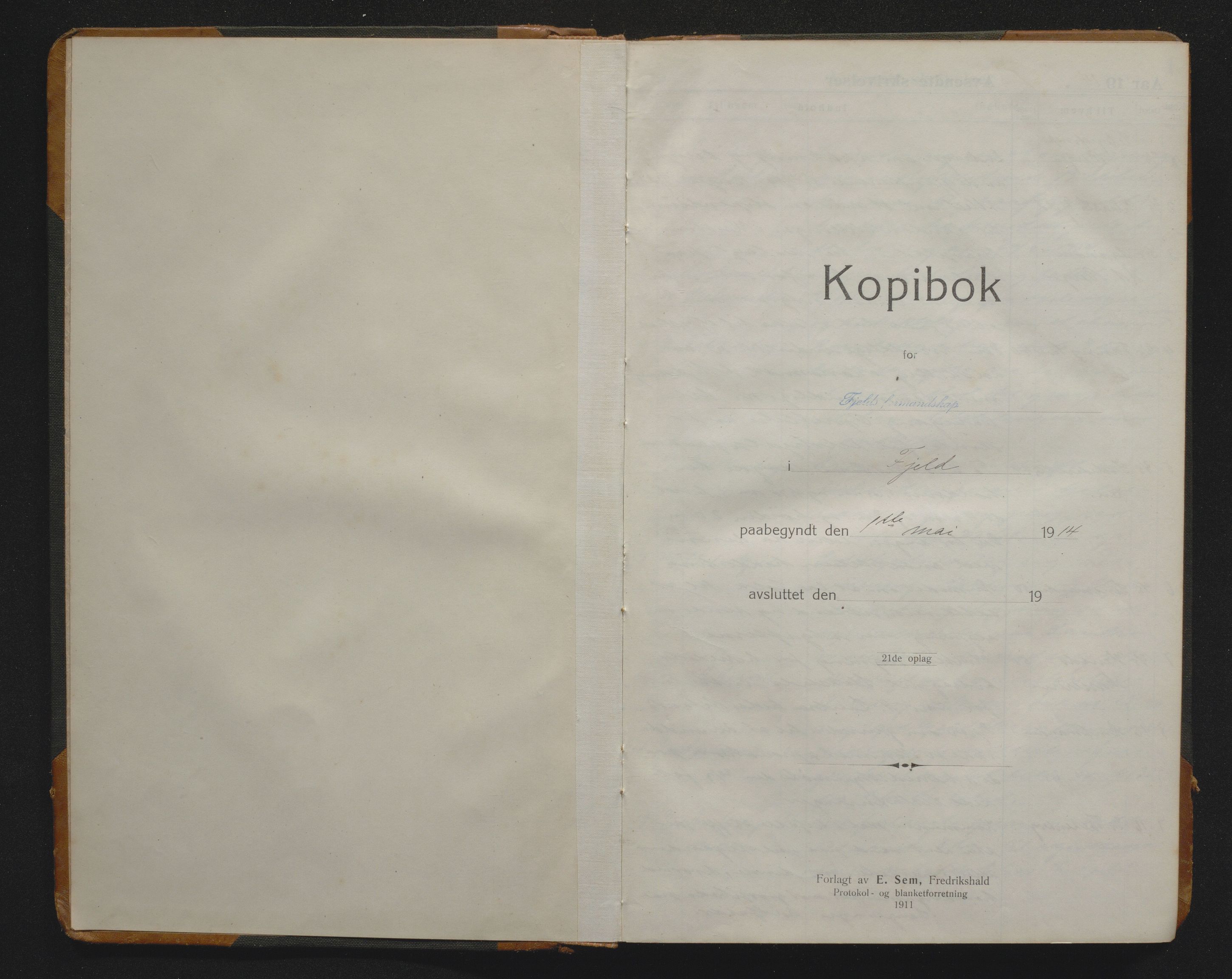 Fjell kommune. Formannskapet, IKAH/1246-021/B/Ba/L0001: Kopibok for Fjell formannskap, journal over avsende skriv, 1914-1919