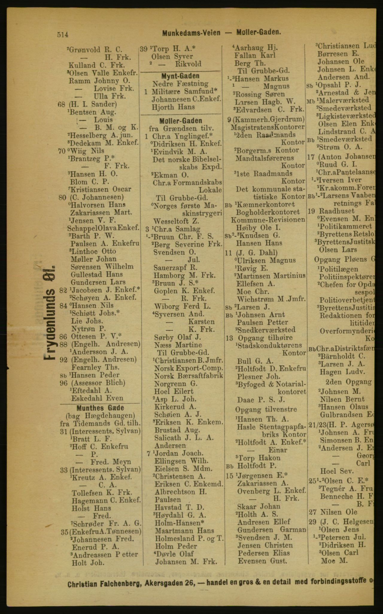 Kristiania/Oslo adressebok, PUBL/-, 1889, s. 514
