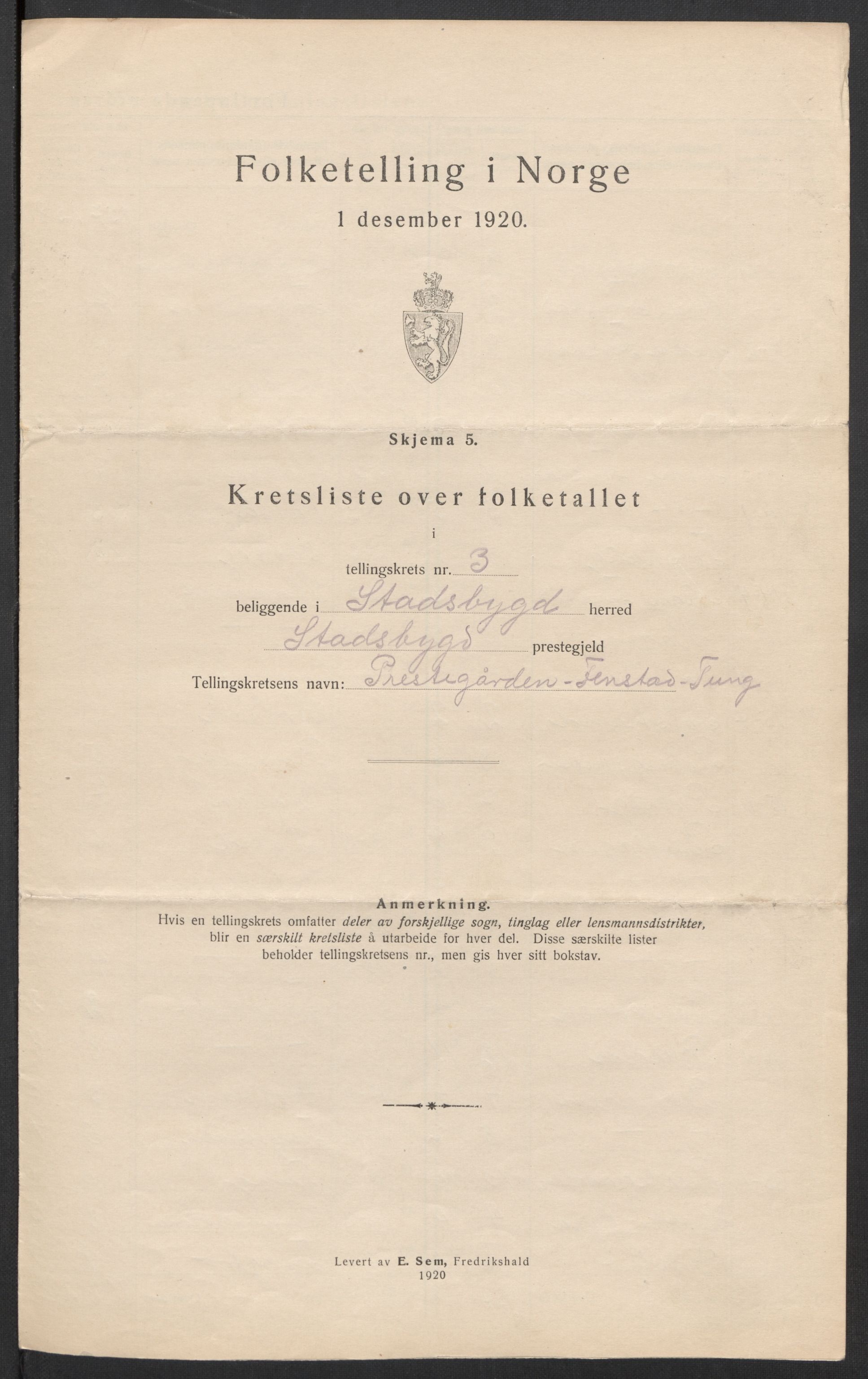 SAT, Folketelling 1920 for 1625 Stadsbygd herred, 1920, s. 15