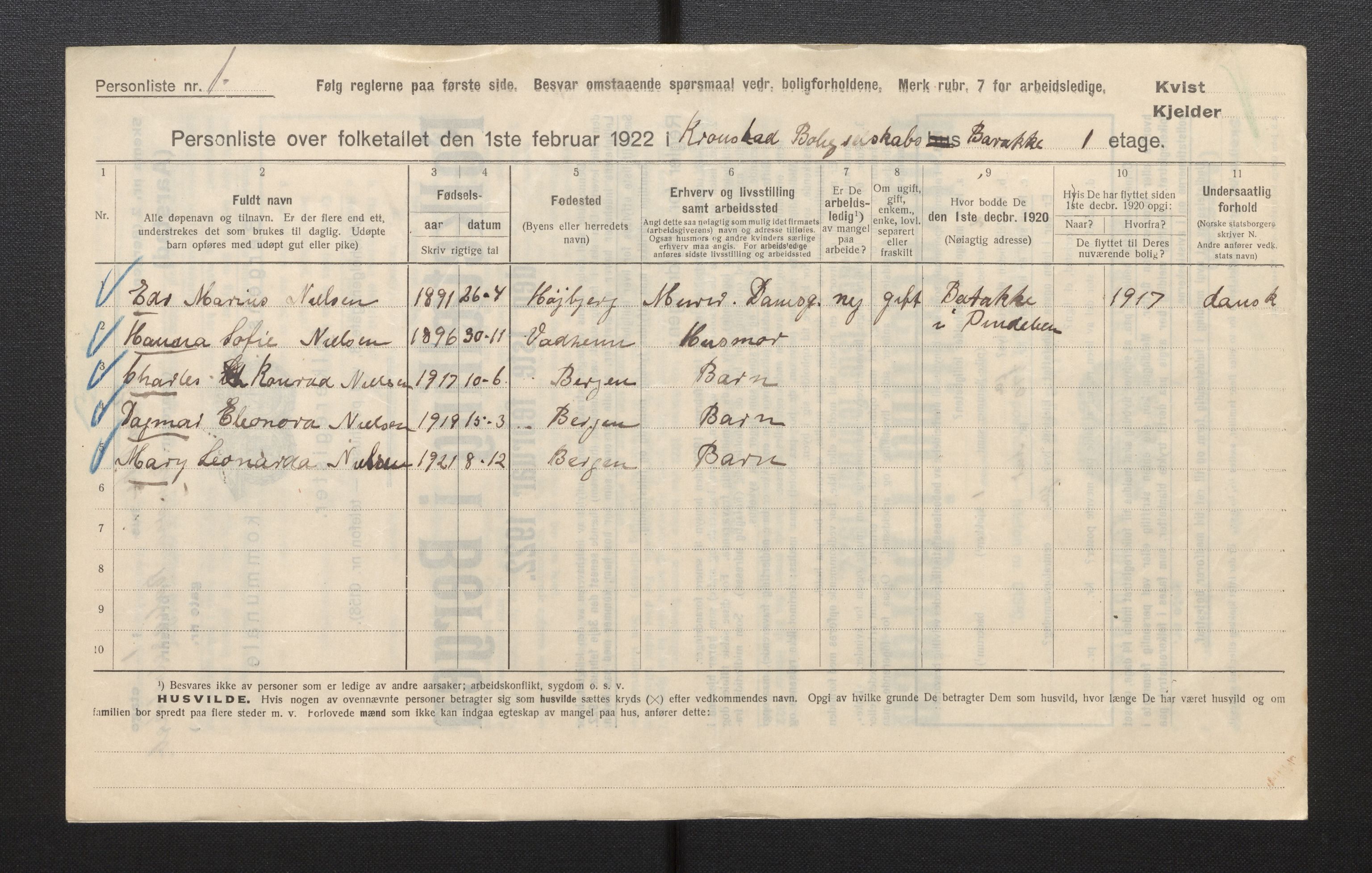 SAB, Kommunal folketelling 1922 for Bergen kjøpstad, 1922, s. 56728