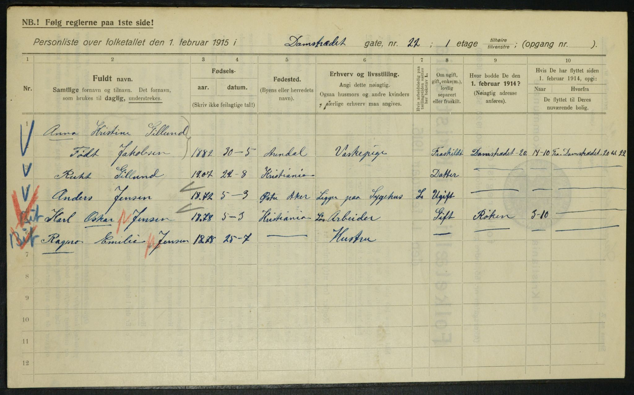 OBA, Kommunal folketelling 1.2.1915 for Kristiania, 1915, s. 14552