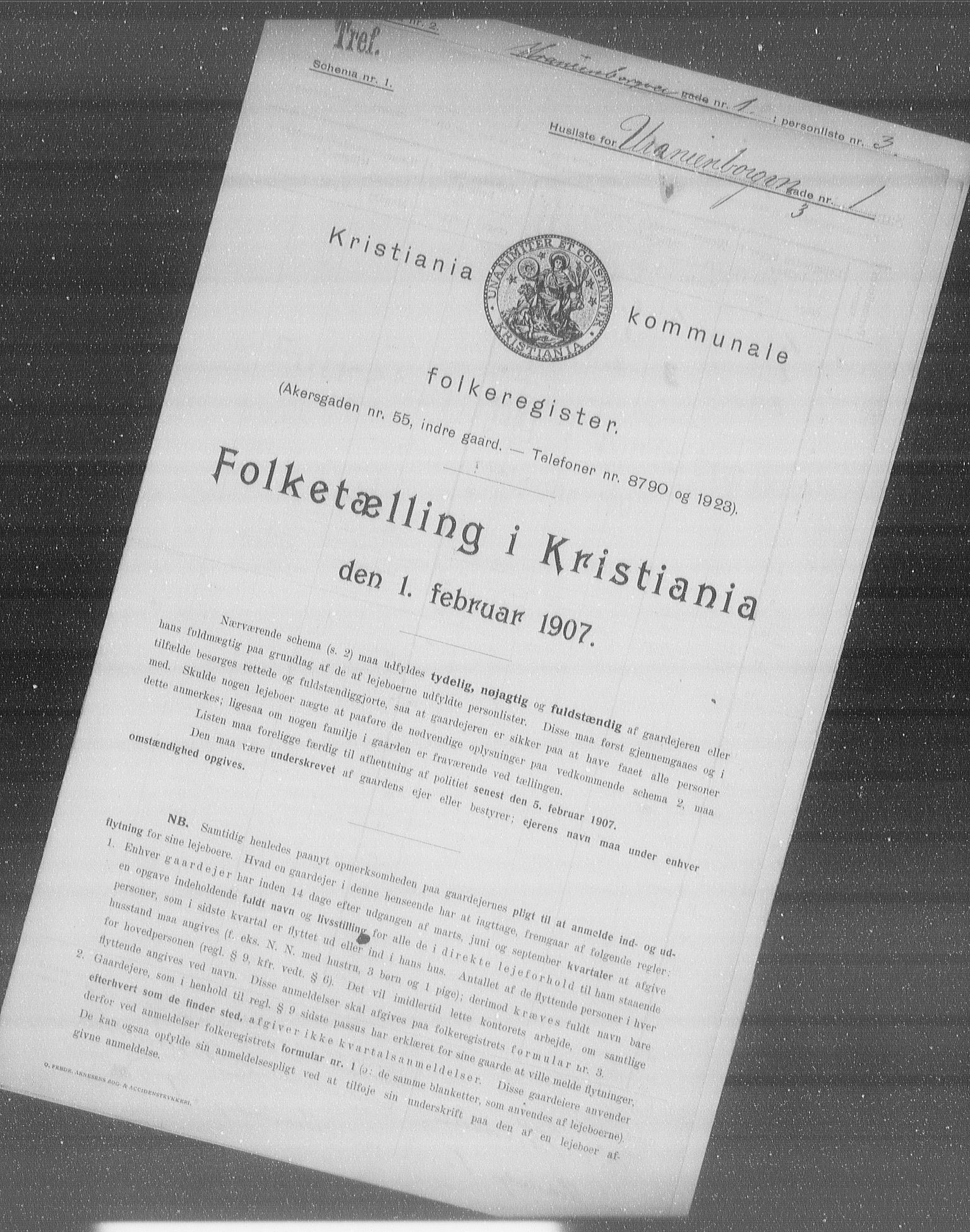 OBA, Kommunal folketelling 1.2.1907 for Kristiania kjøpstad, 1907, s. 61231