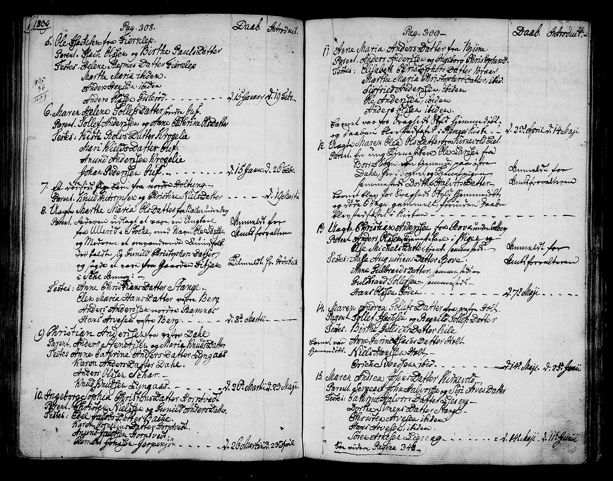 Ramnes kirkebøker, SAKO/A-314/F/Fa/L0003: Ministerialbok nr. I 3, 1790-1813, s. 308-309