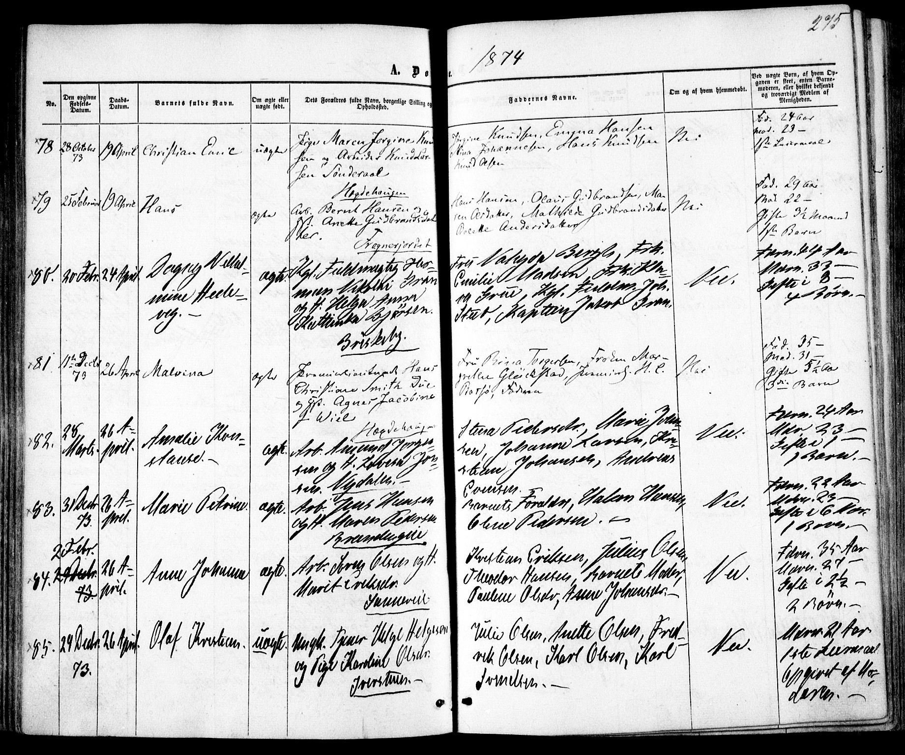Vestre Aker prestekontor Kirkebøker, AV/SAO-A-10025/F/Fa/L0004: Ministerialbok nr. 4, 1857-1877, s. 275