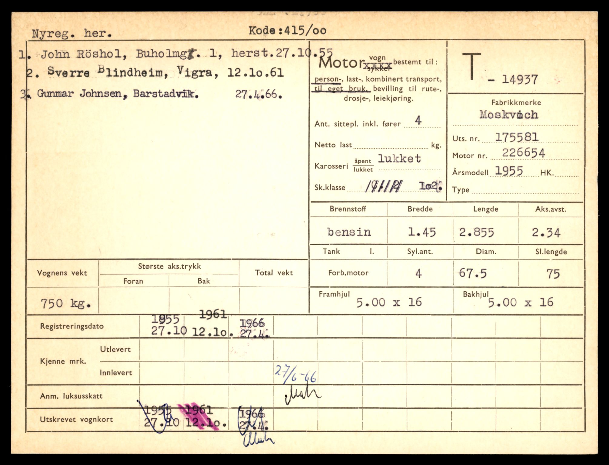 Møre og Romsdal vegkontor - Ålesund trafikkstasjon, AV/SAT-A-4099/F/Fe/L0049: Registreringskort for kjøretøy T 14864 - T 18613, 1927-1998, s. 1683