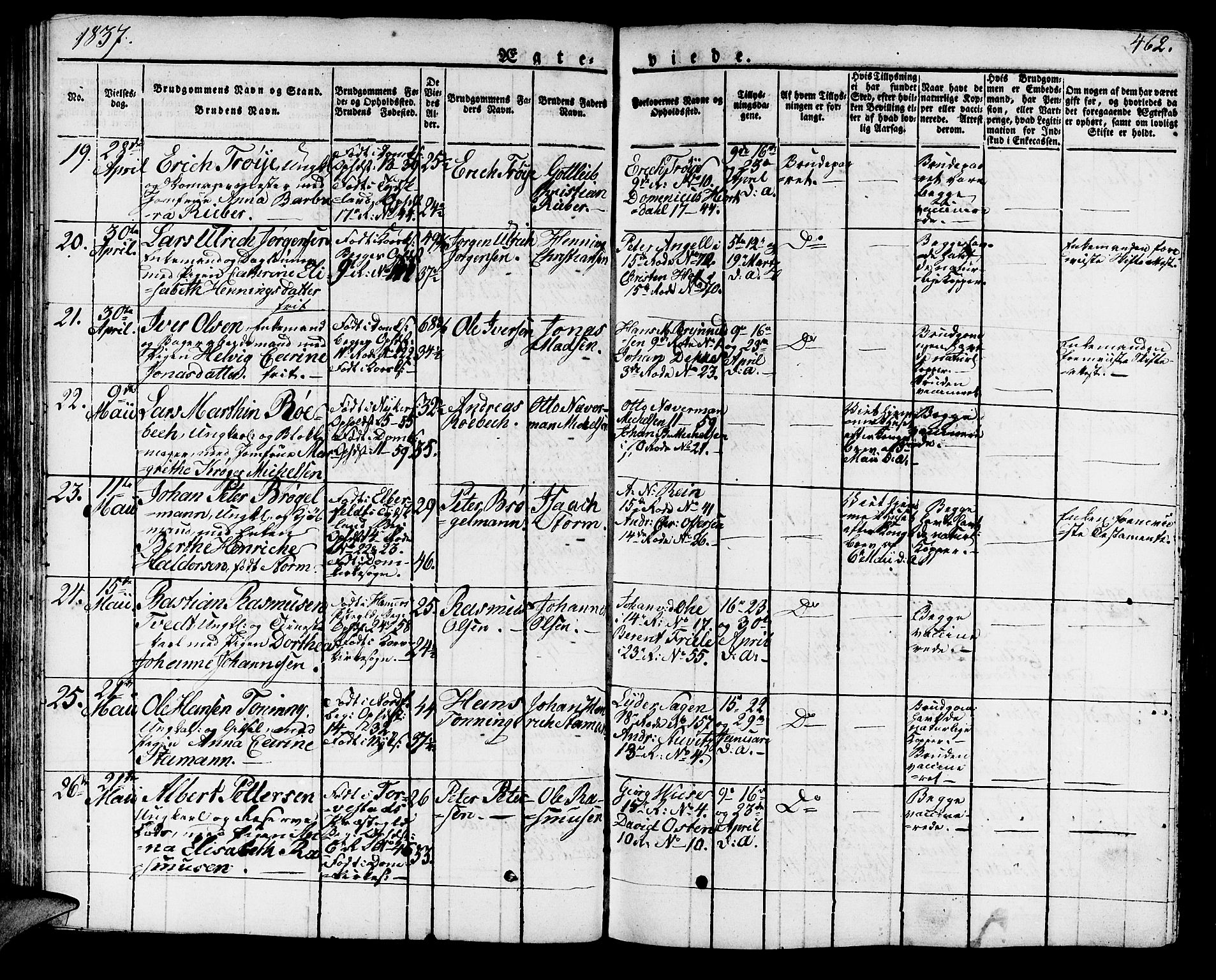 Domkirken sokneprestembete, AV/SAB-A-74801/H/Haa/L0012: Ministerialbok nr. A 12, 1821-1840, s. 462