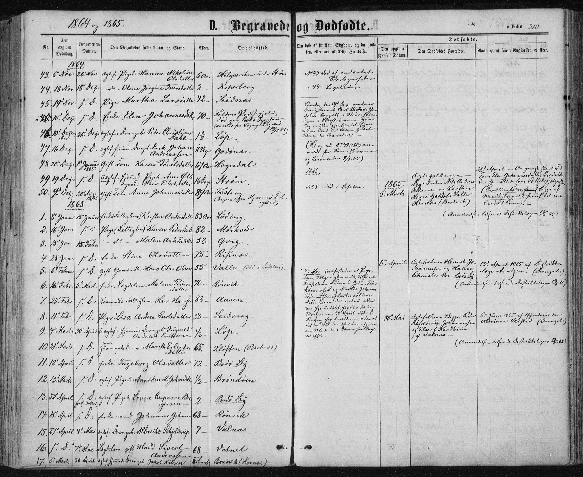 Ministerialprotokoller, klokkerbøker og fødselsregistre - Nordland, AV/SAT-A-1459/801/L0008: Ministerialbok nr. 801A08, 1864-1875, s. 310