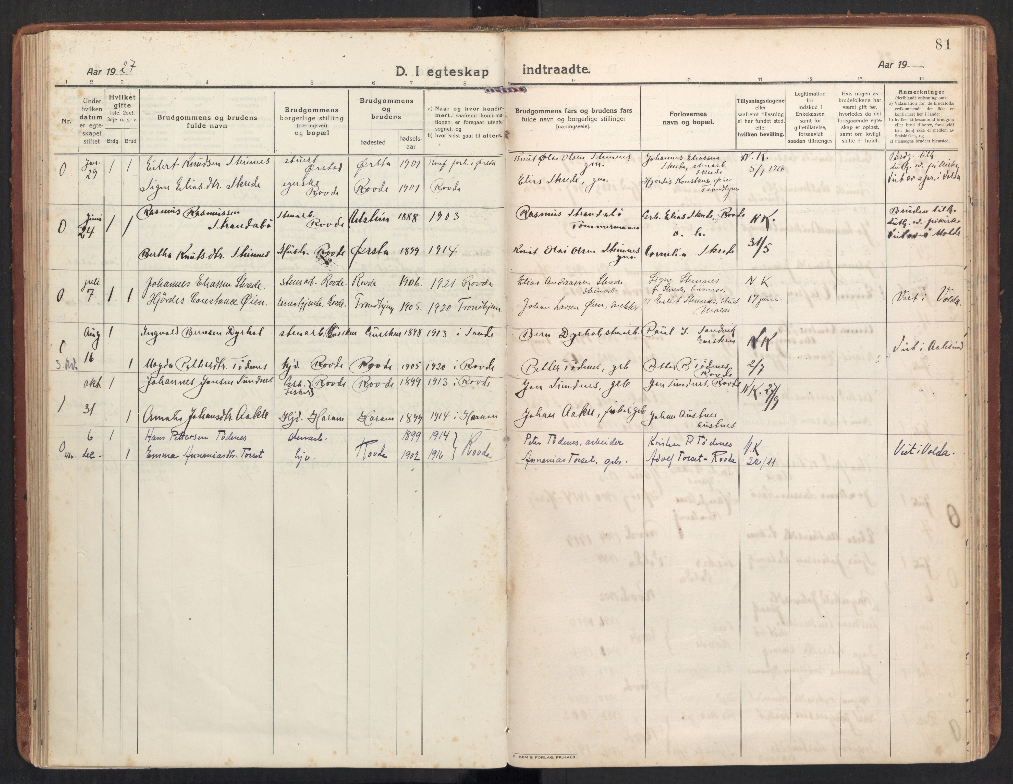 Ministerialprotokoller, klokkerbøker og fødselsregistre - Møre og Romsdal, AV/SAT-A-1454/504/L0058: Ministerialbok nr. 504A05, 1920-1940, s. 81