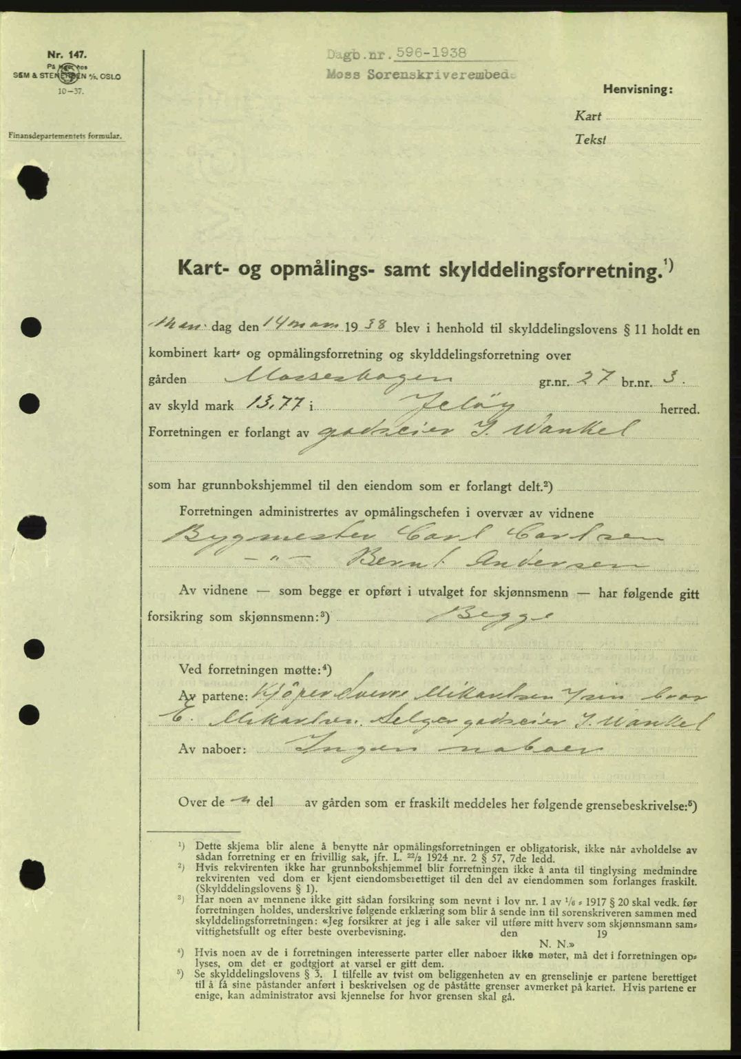 Moss sorenskriveri, SAO/A-10168: Pantebok nr. A4, 1938-1938, Dagboknr: 596/1938