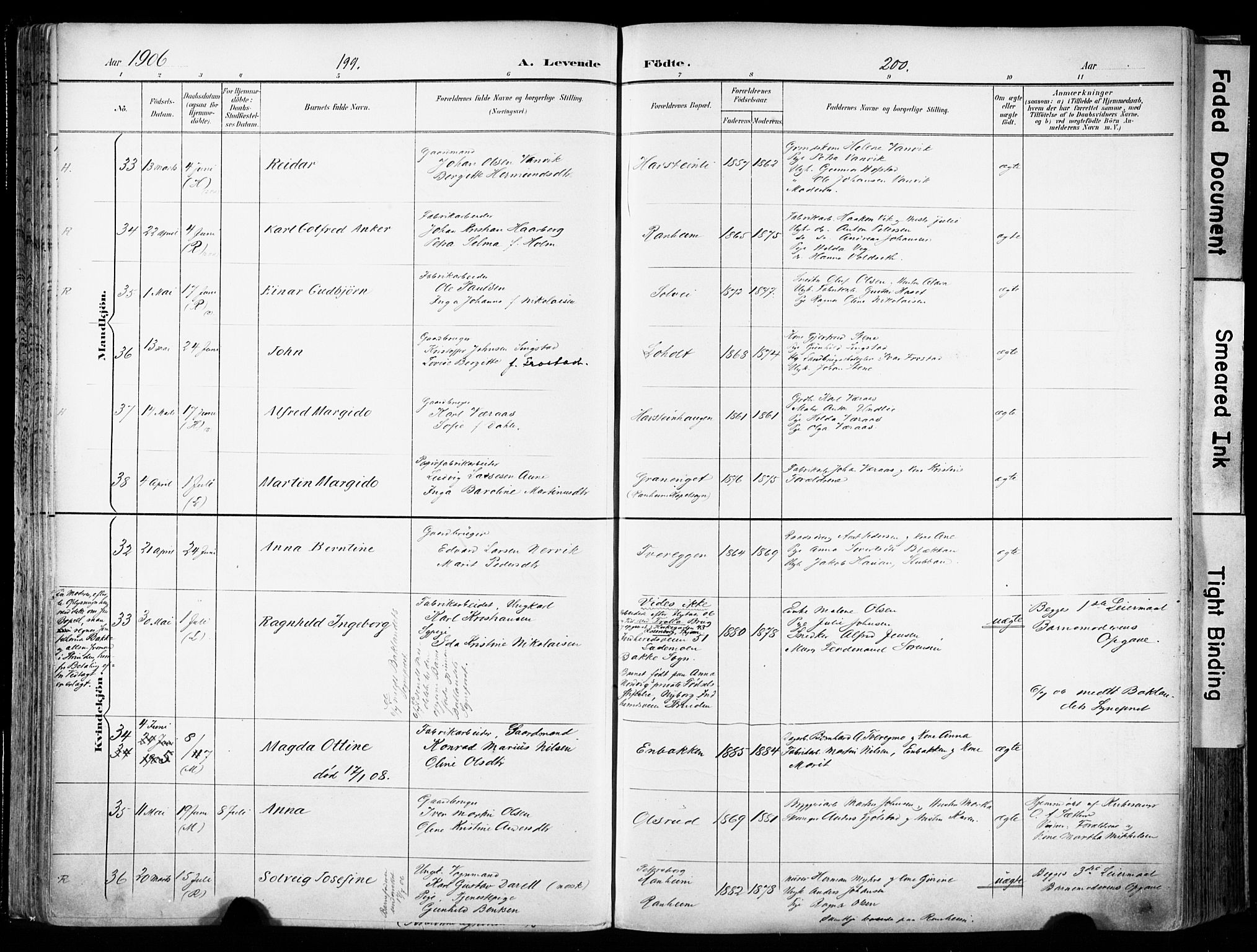 Ministerialprotokoller, klokkerbøker og fødselsregistre - Sør-Trøndelag, SAT/A-1456/606/L0301: Ministerialbok nr. 606A16, 1894-1907, s. 199-200