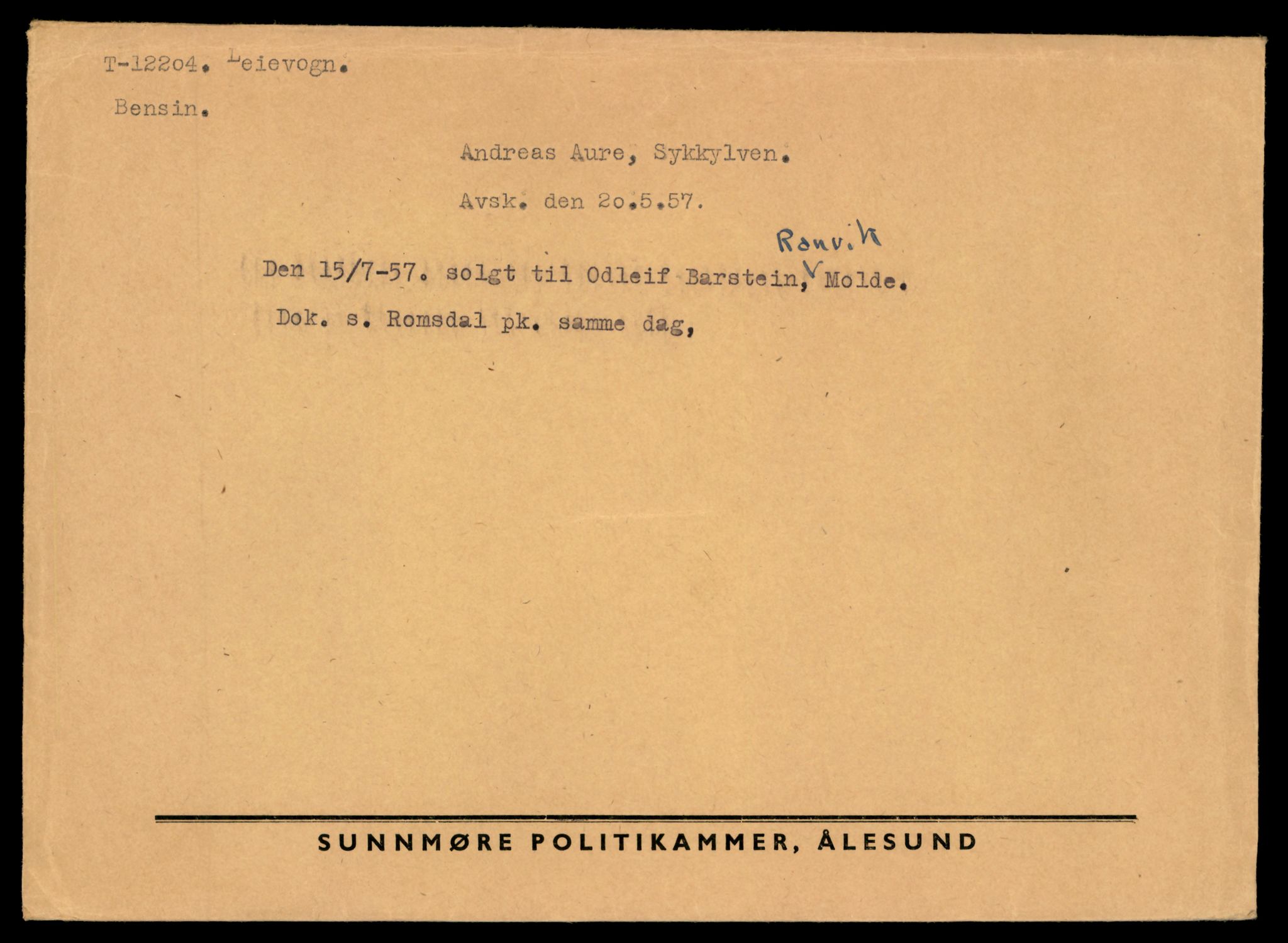 Møre og Romsdal vegkontor - Ålesund trafikkstasjon, AV/SAT-A-4099/F/Fe/L0033: Registreringskort for kjøretøy T 12151 - T 12474, 1927-1998, s. 1373