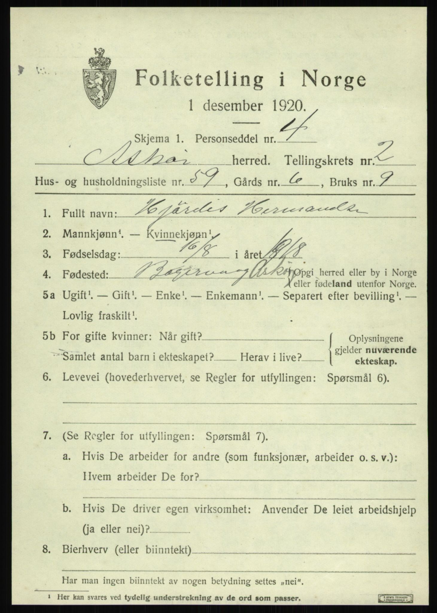 SAB, Folketelling 1920 for 1247 Askøy herred, 1920, s. 5180