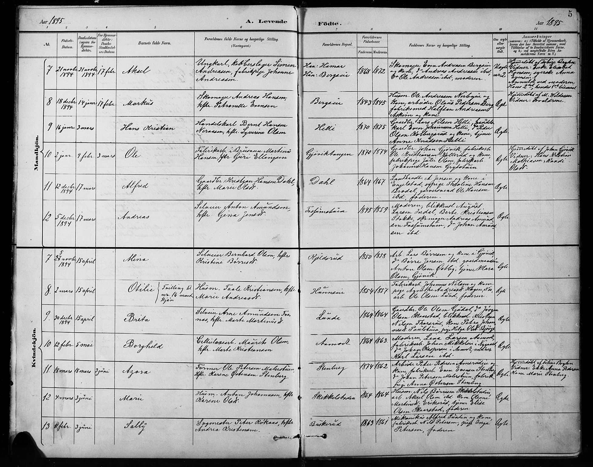 Vardal prestekontor, AV/SAH-PREST-100/H/Ha/Hab/L0010: Klokkerbok nr. 10, 1895-1903, s. 5
