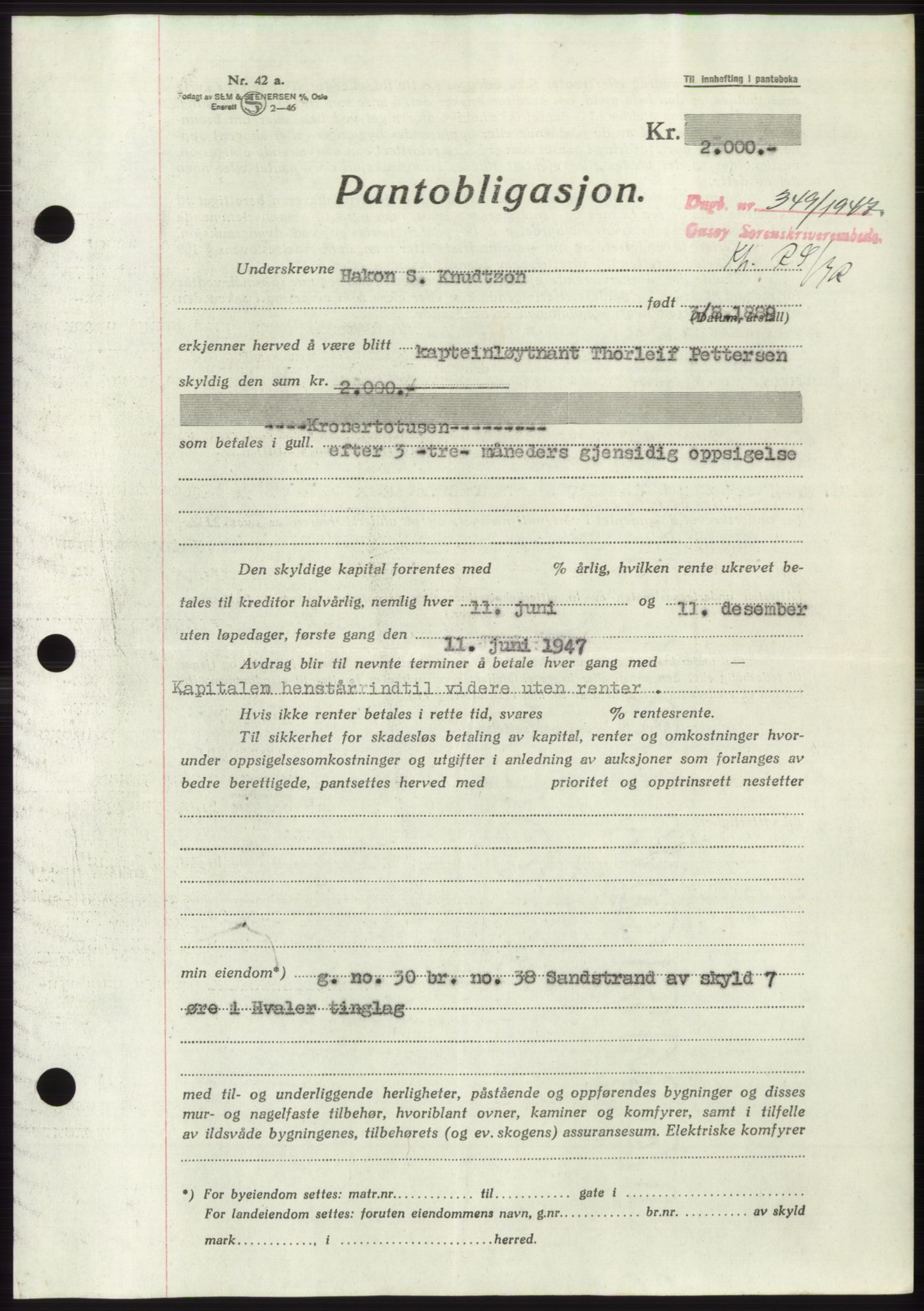Onsøy sorenskriveri, SAO/A-10474/G/Ga/Gac/L0005: Pantebok nr. B 9-5, 1946-1947, Dagboknr: 349/1947