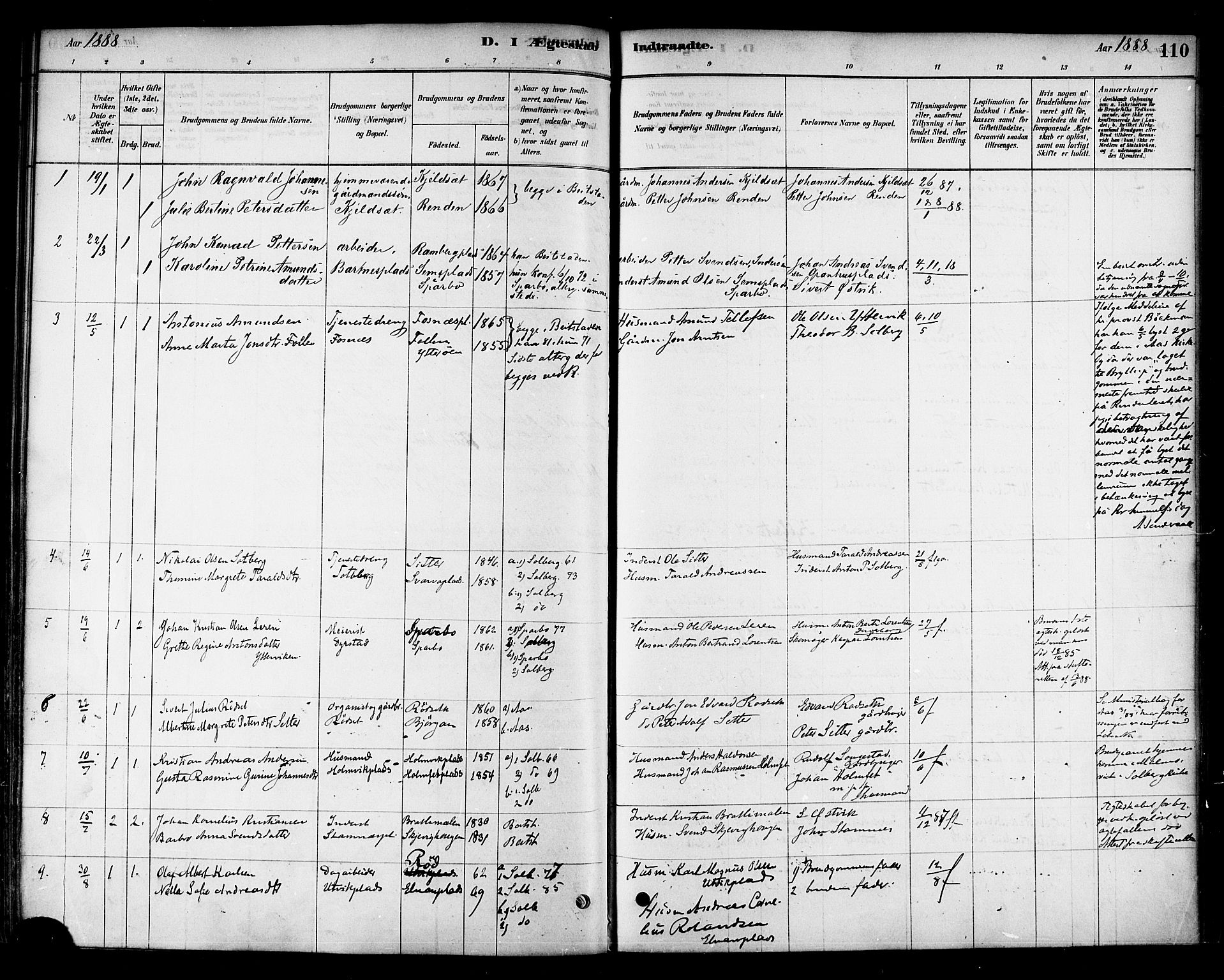 Ministerialprotokoller, klokkerbøker og fødselsregistre - Nord-Trøndelag, SAT/A-1458/741/L0395: Ministerialbok nr. 741A09, 1878-1888, s. 110