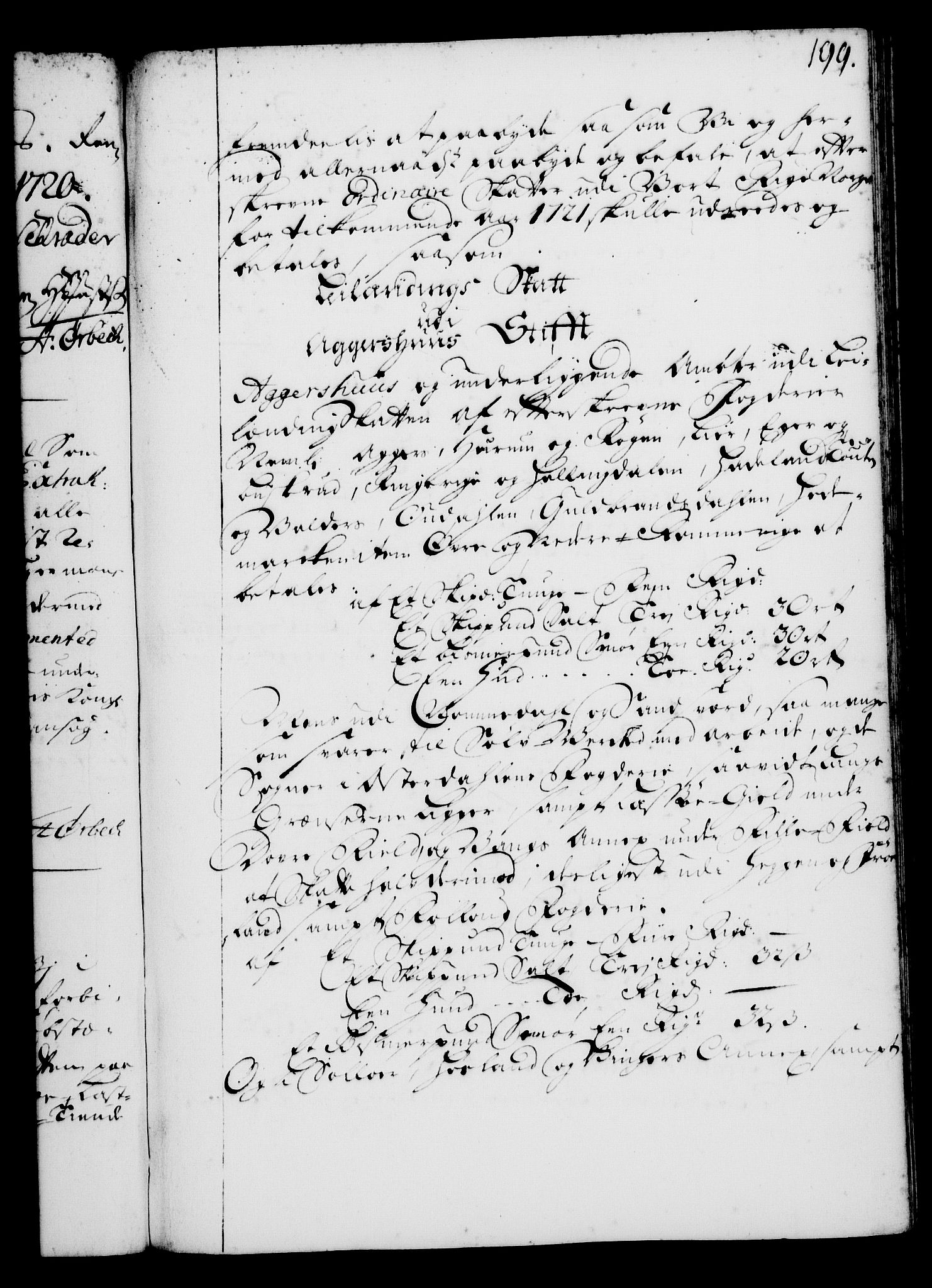 Rentekammeret, Kammerkanselliet, RA/EA-3111/G/Gg/Gga/L0001: Norsk ekspedisjonsprotokoll med register (merket RK 53.1), 1720-1723, s. 199