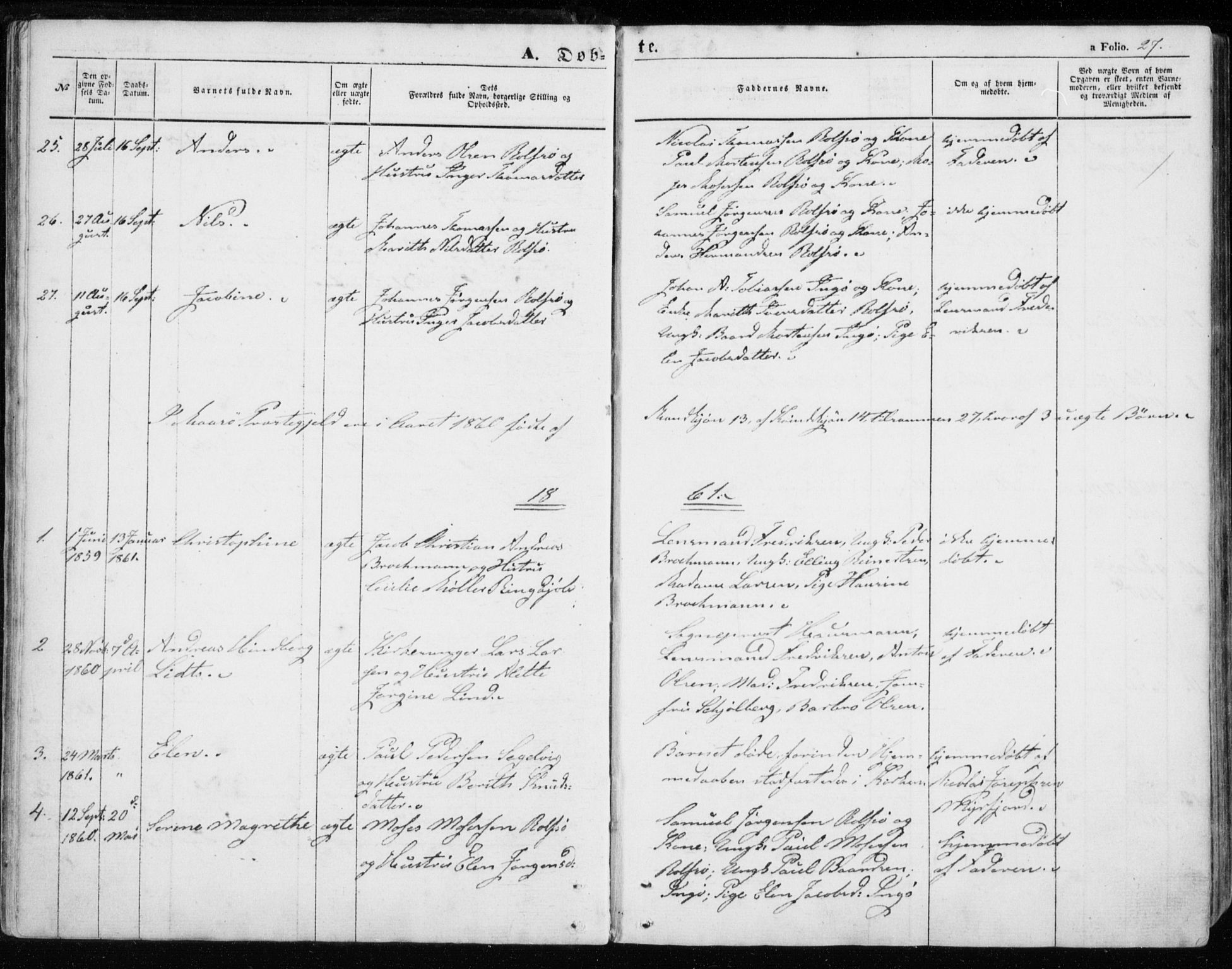 Måsøy sokneprestkontor, AV/SATØ-S-1348/H/Ha/L0002kirke: Ministerialbok nr. 2, 1852-1865, s. 27