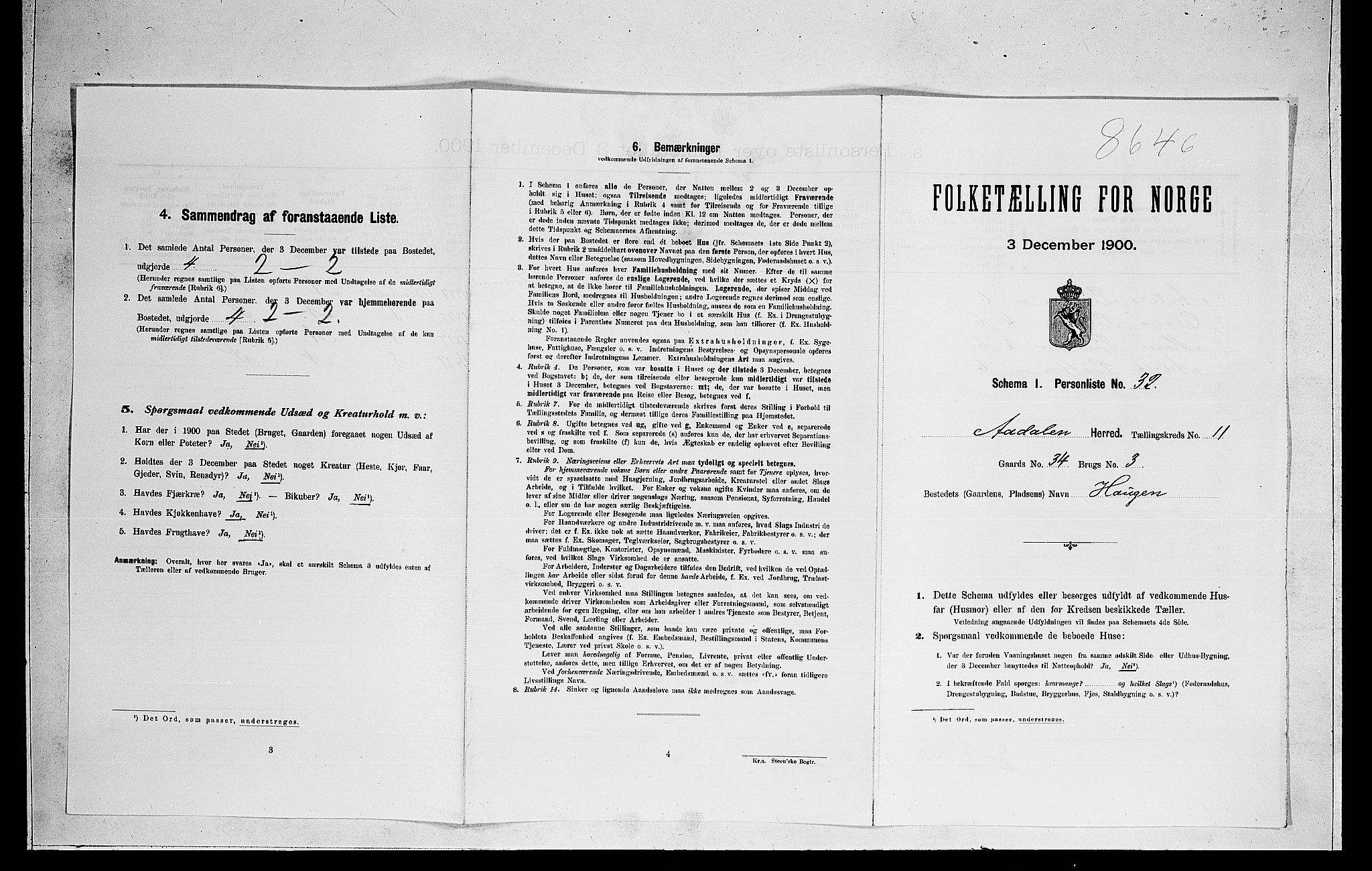 RA, Folketelling 1900 for 0614 Ådal herred, 1900, s. 800