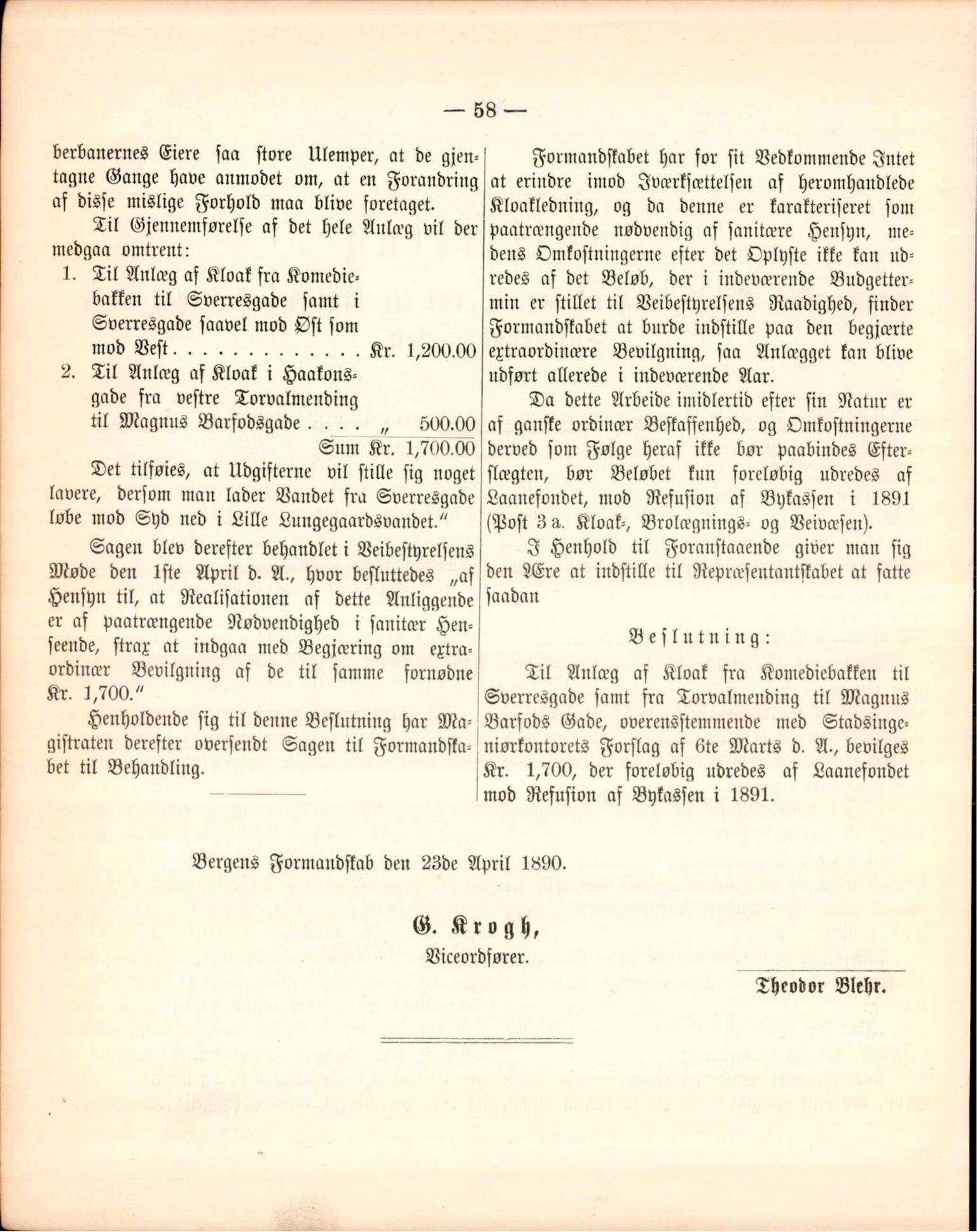 Bergen kommune. Formannskapet, BBA/A-0003/Ad/L0045: Bergens Kommuneforhandlinger, 1890