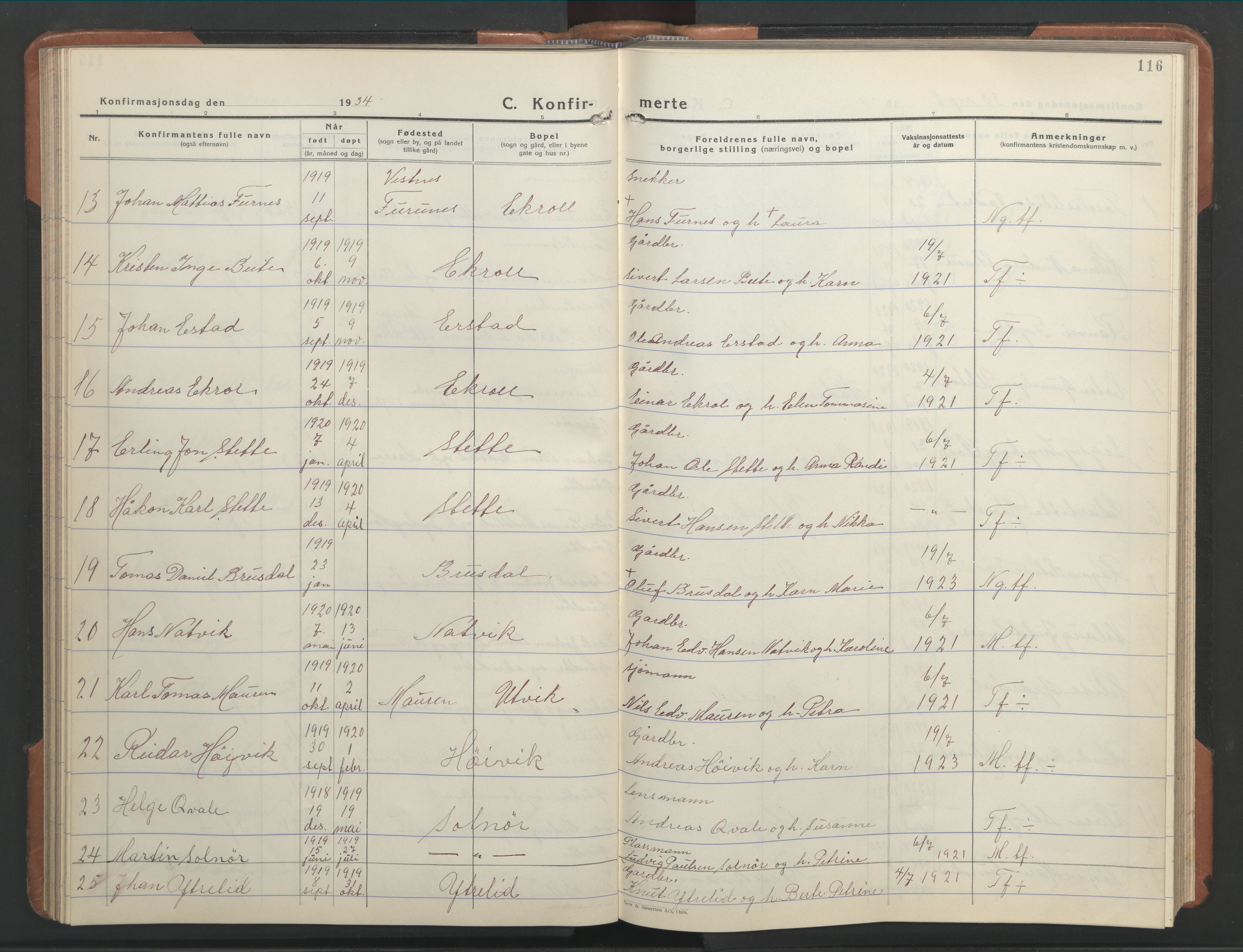 Ministerialprotokoller, klokkerbøker og fødselsregistre - Møre og Romsdal, AV/SAT-A-1454/524/L0367: Klokkerbok nr. 524C08, 1932-1951, s. 116