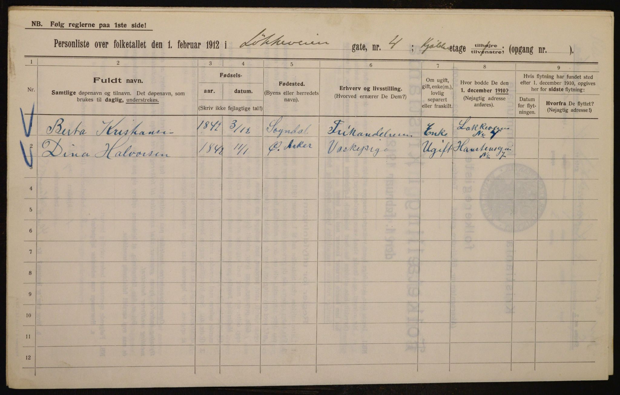 OBA, Kommunal folketelling 1.2.1912 for Kristiania, 1912, s. 59033