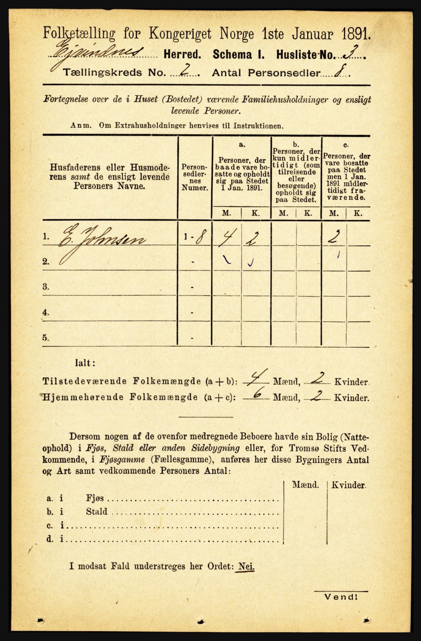 RA, Folketelling 1891 for 1853 Evenes herred, 1891, s. 386